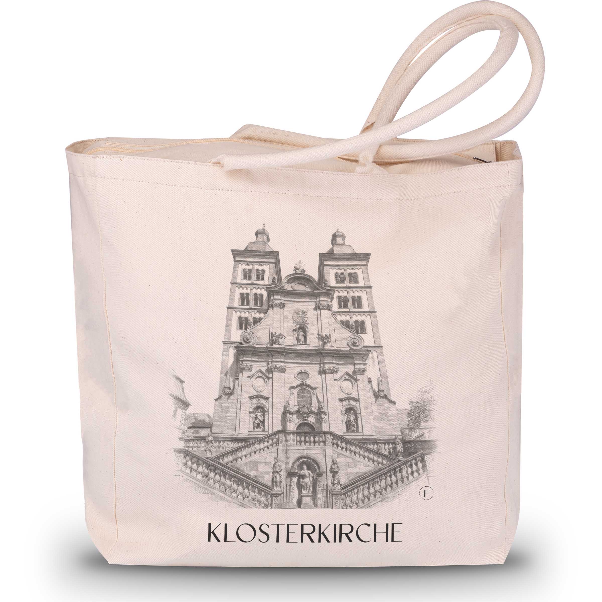 klosterkirche--amorbach-deutschland-einkaufstasche-bleistift-zeichnung-drawing