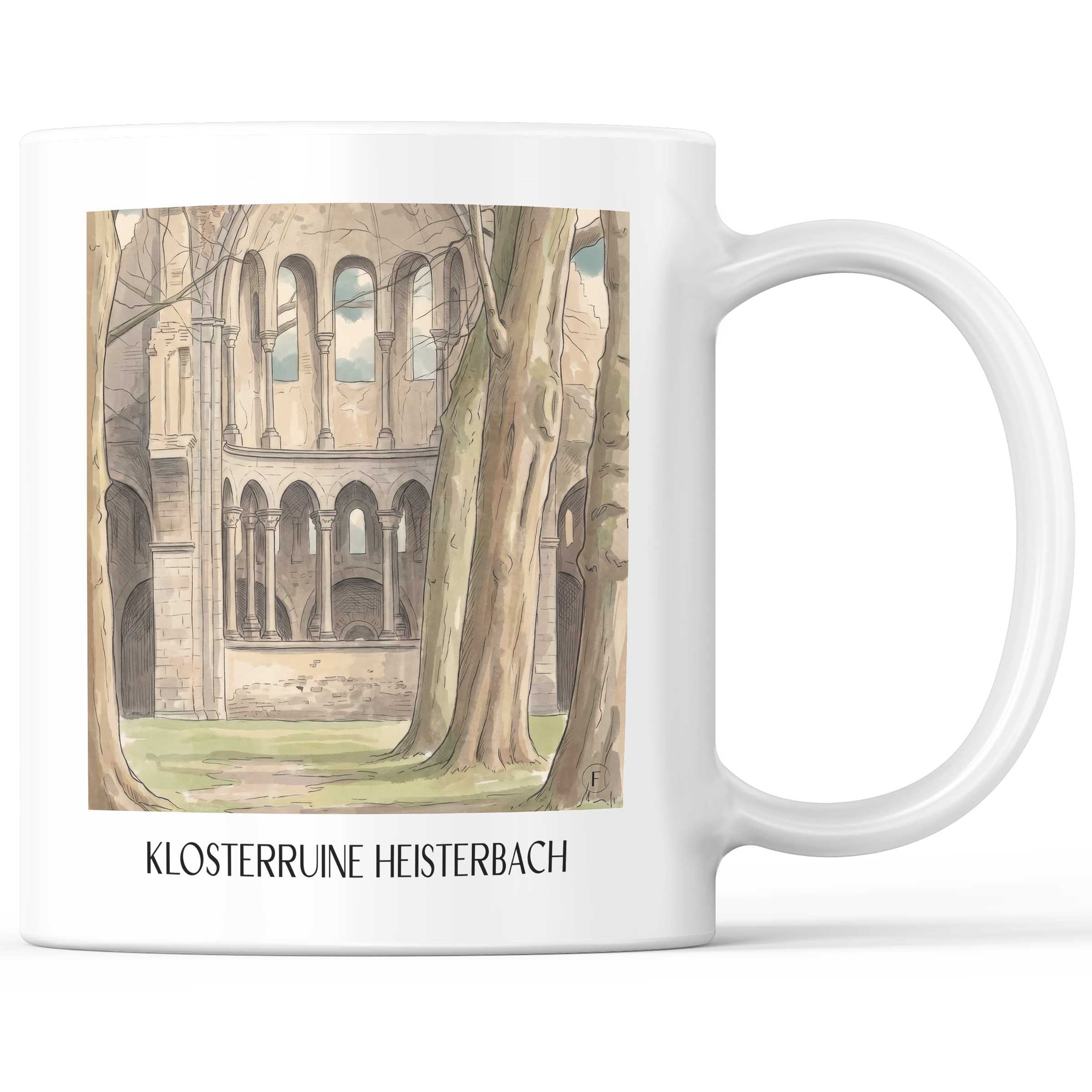klosterruine-heisterbach-königswinter-deutschland-kaffeebecher-aquarell