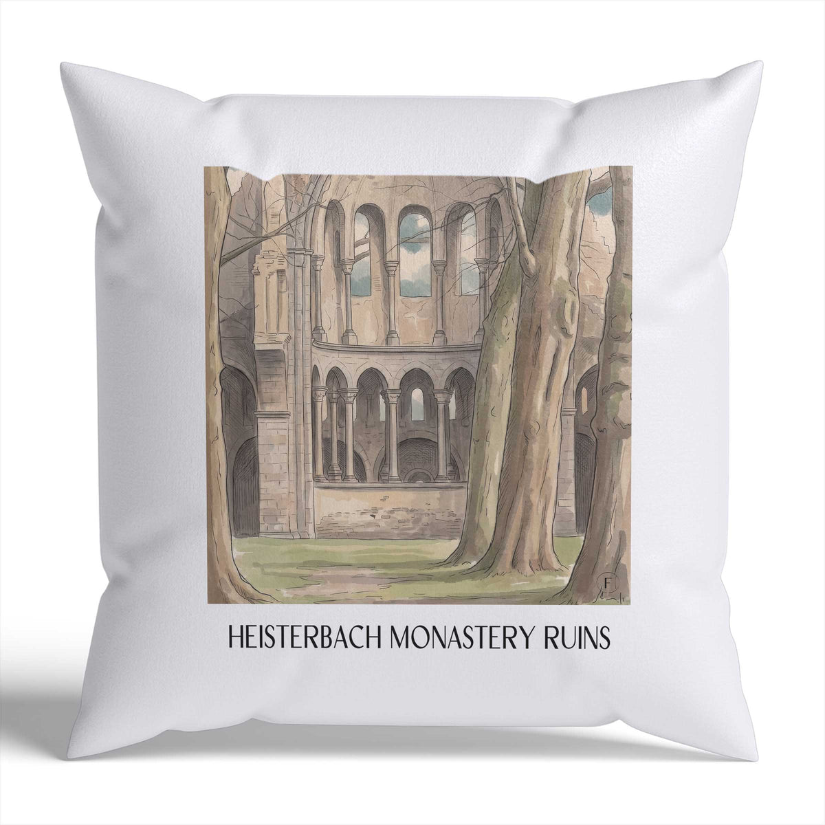 Klosterruine Heisterbach Kissenhülle - Zierkissen Bezug - Königswinter - Deutschland Kissen bzw. Kissenbezug im Aquarell Stil - favplace