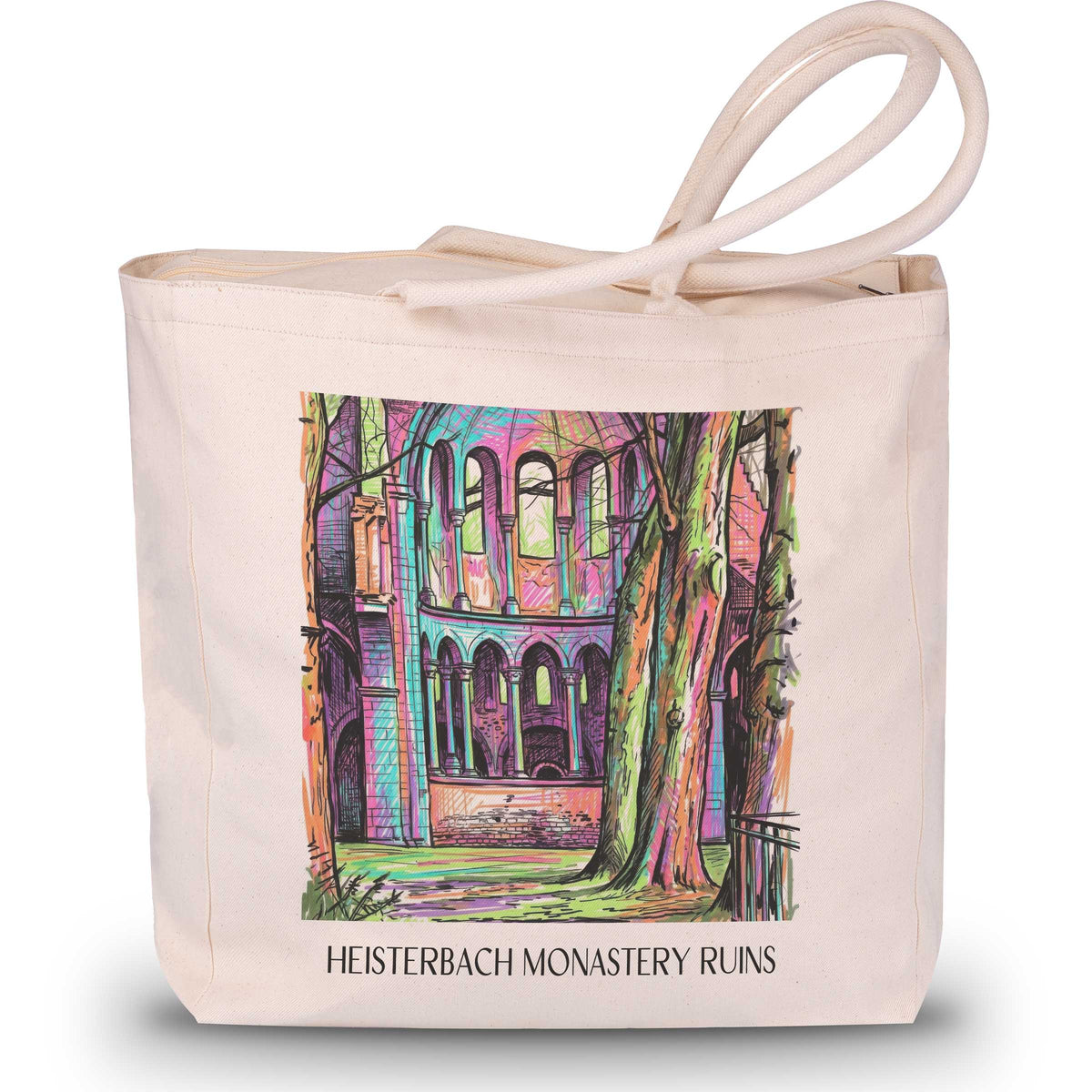 Klosterruine Heisterbach Shopping Tasche - Königswinter - Deutschland Tote Bag - Einkaufstasche im Tag Graffiti Stil - favplace