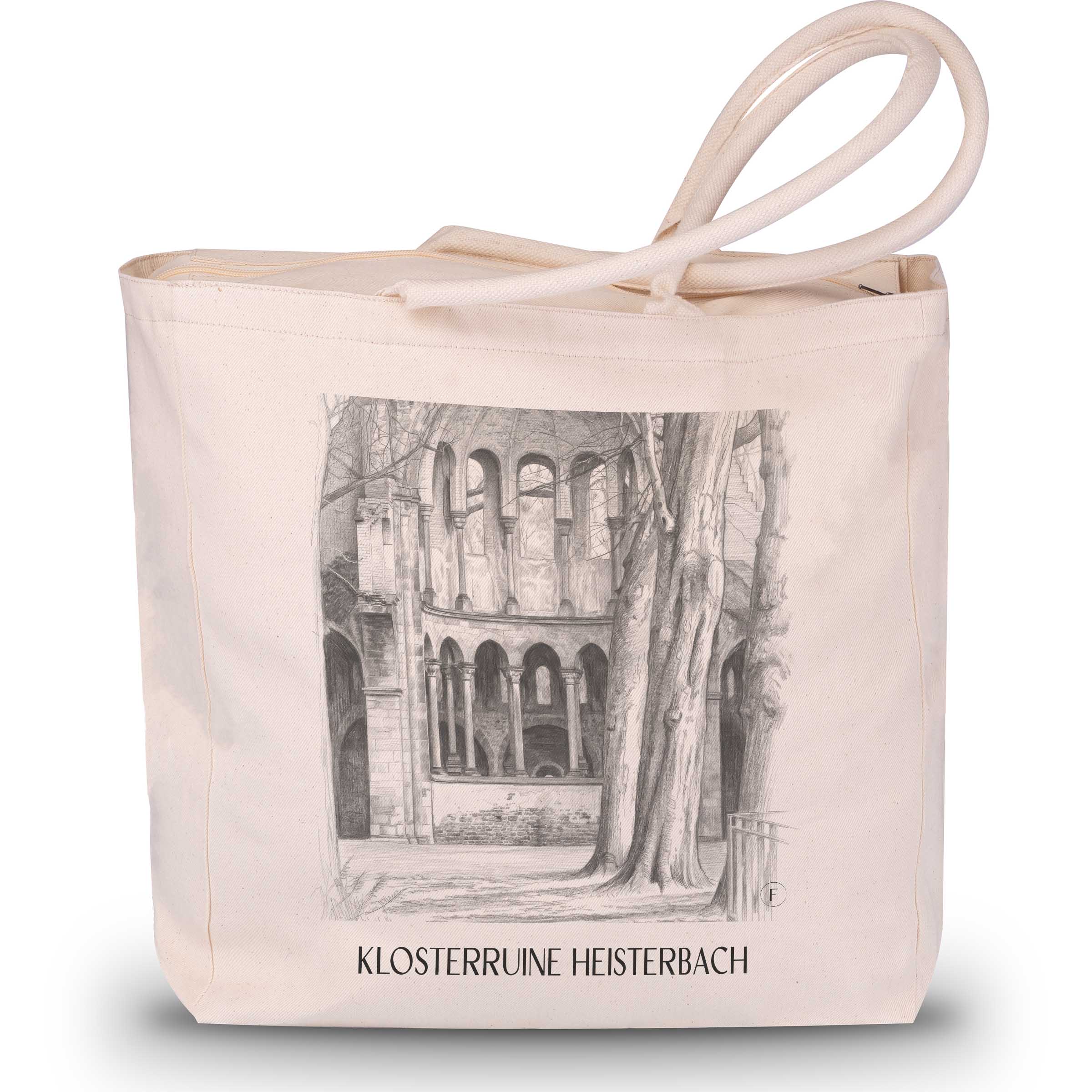 klosterruine-heisterbach-königswinter-deutschland-einkaufstasche-bleistift-zeichnung-drawing