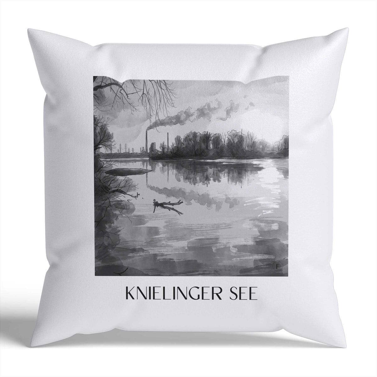 knielinger-see-karlsruhe-deutschland-kissenbezug-aquarell-schwarz-weiss