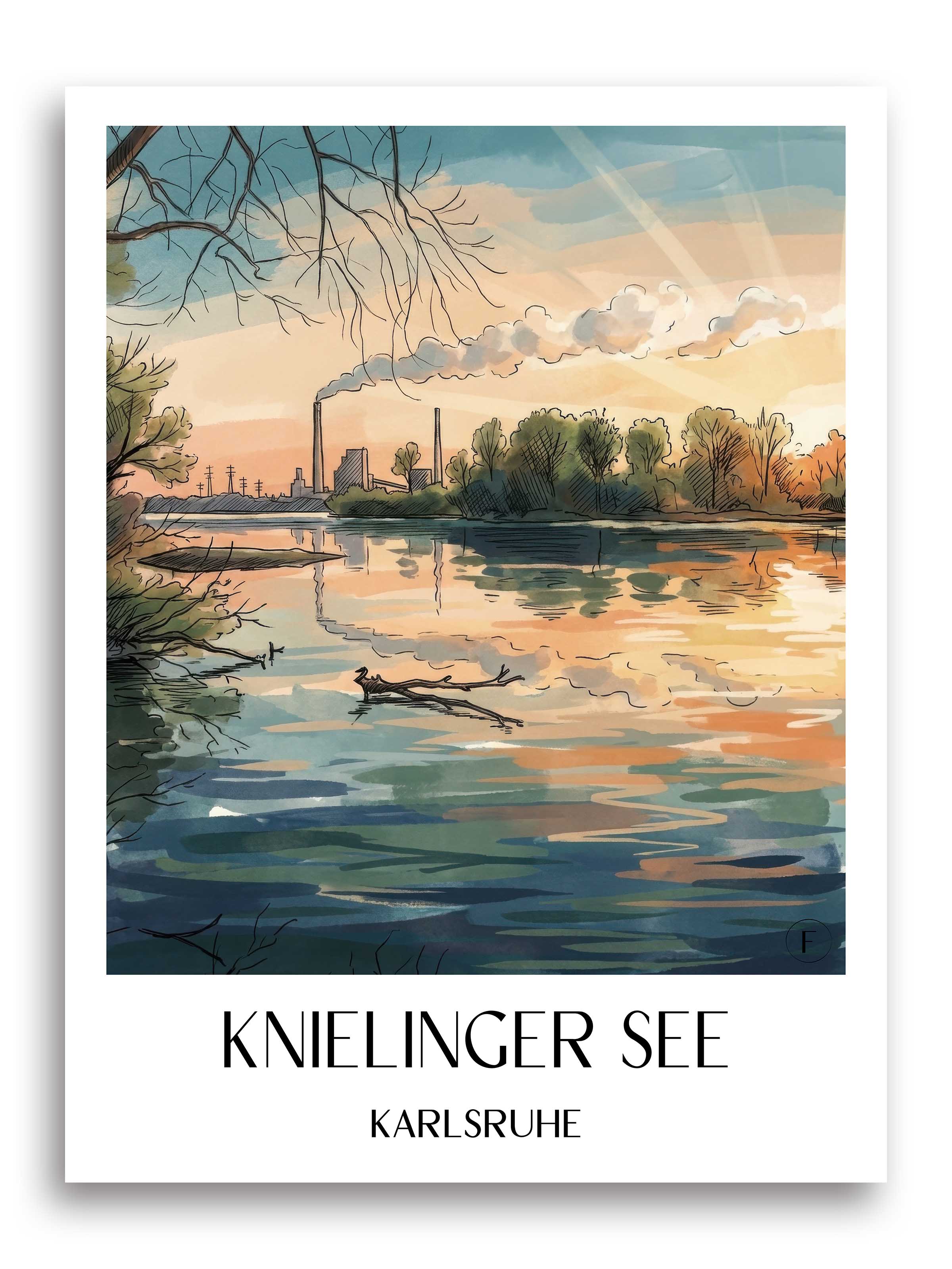 Knielinger See Poster - Karlsruhe - Deutschland Kunstdruck - Aquarell von A4 bis A1 - favplace