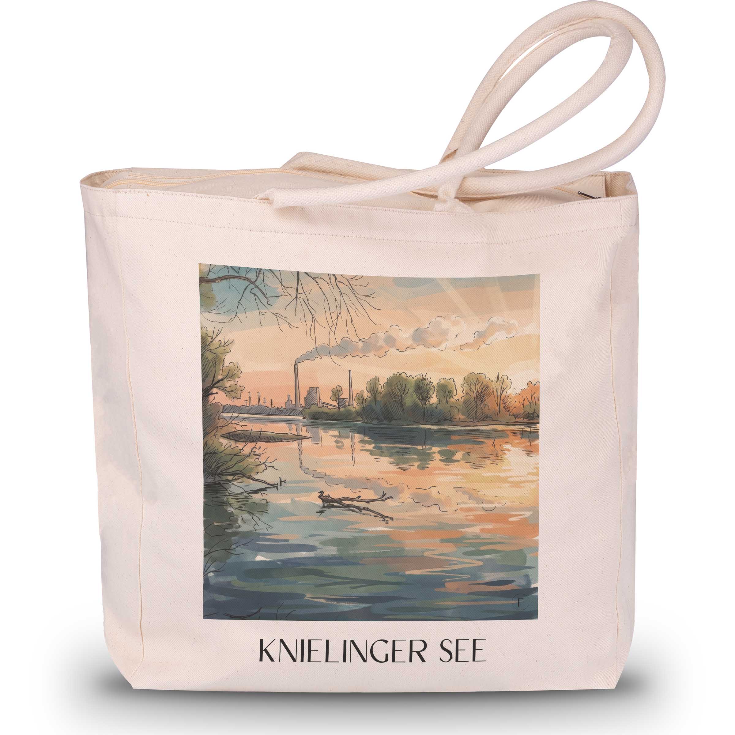 Knielinger See Shopping Tasche - Karlsruhe - Deutschland Tote Bag - Einkaufstasche im Aquarell Stil - favplace