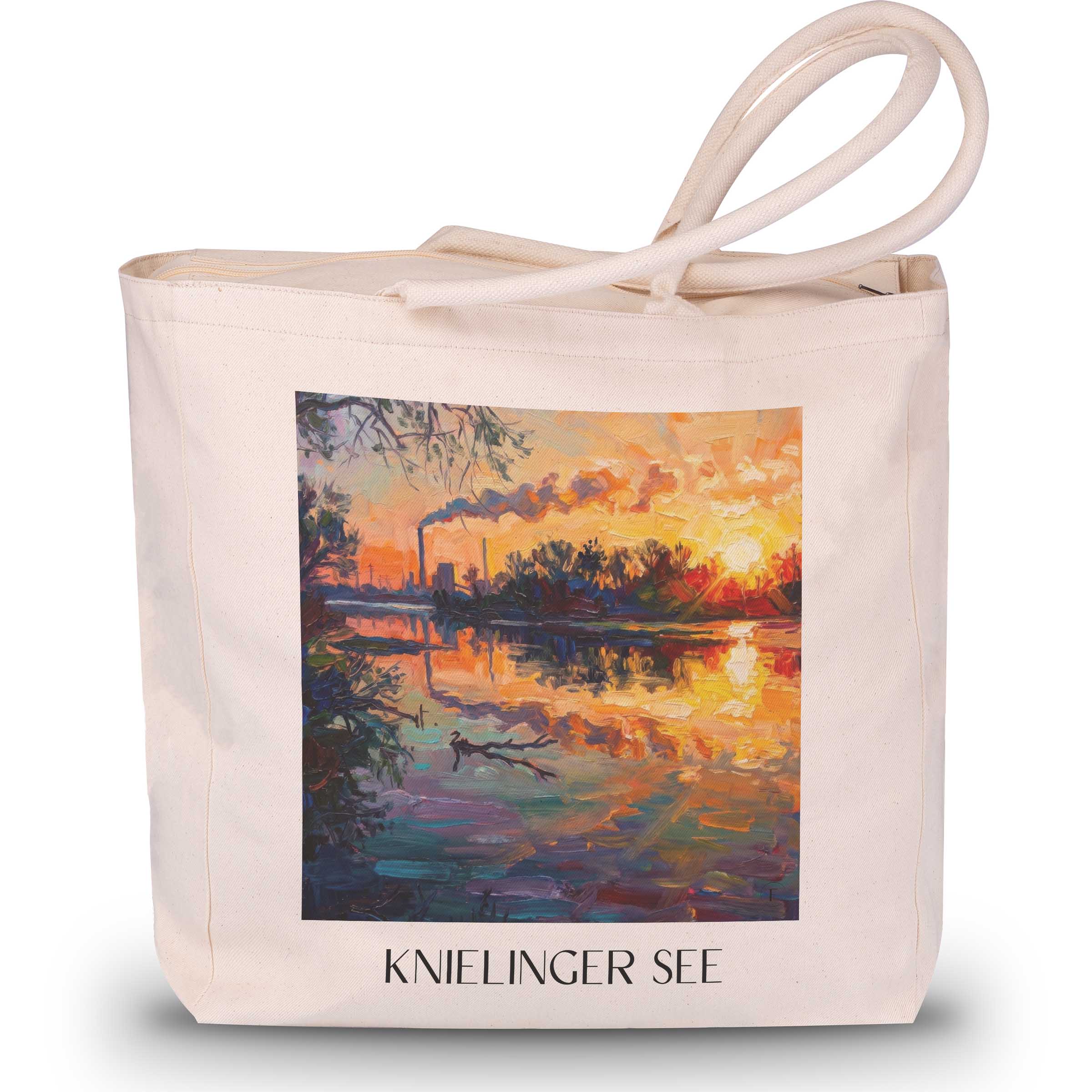 knielinger-see-karlsruhe-deutschland-einkaufstasche-oil-painting-oelgemaelde