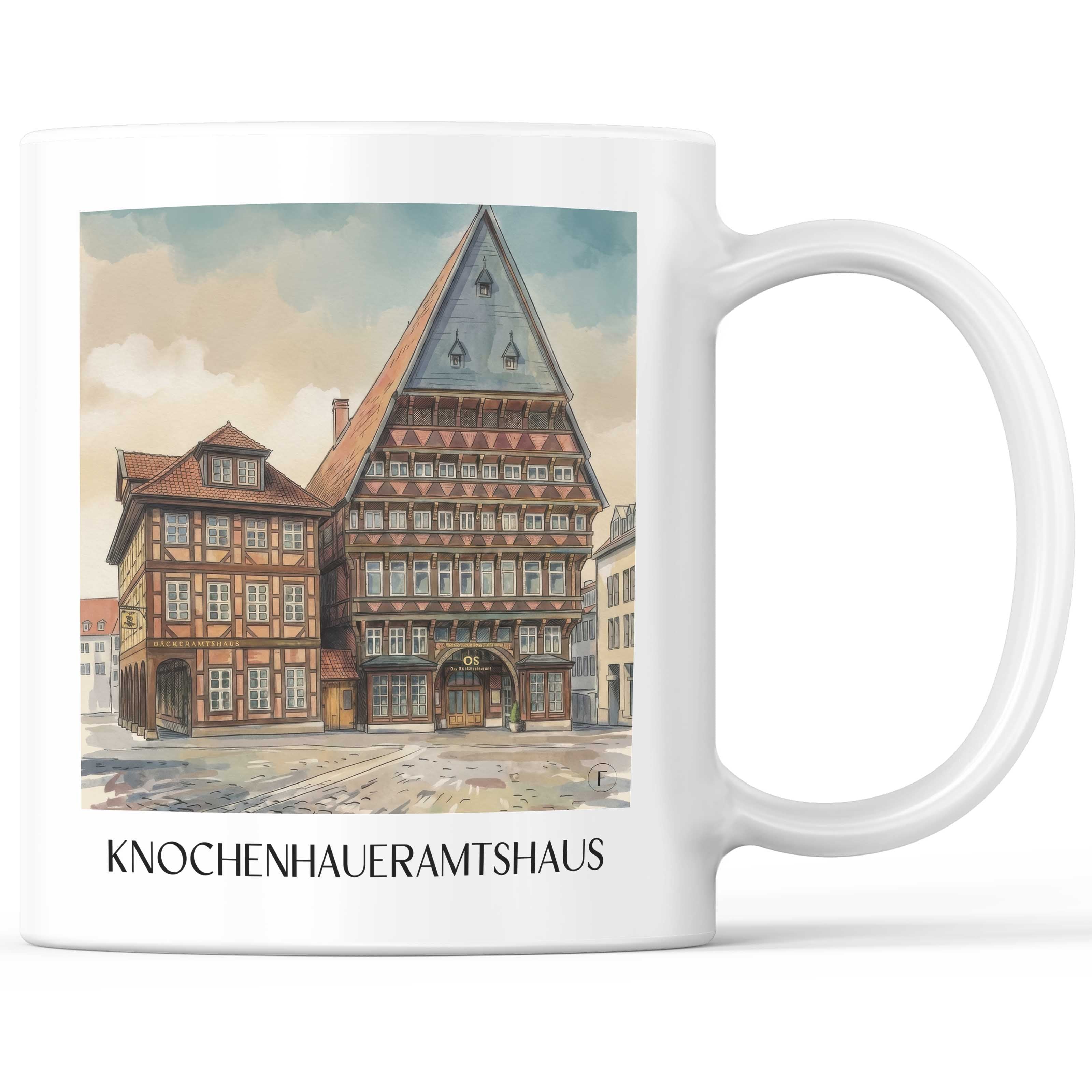 Knochenhaueramtshaus Kaffeebecher - Hildesheim - Deutschland Becher - Kaffeetasse im Aquarell Stil - favplace