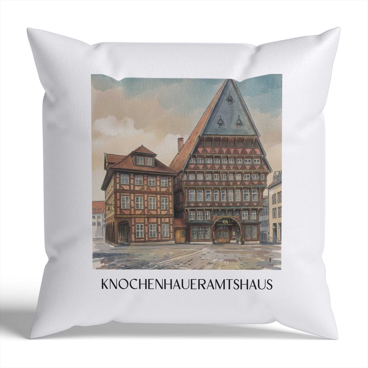 Knochenhaueramtshaus Kissenhülle - Zierkissen Bezug - Hildesheim - Deutschland Kissen bzw. Kissenbezug im Aquarell Stil - favplace