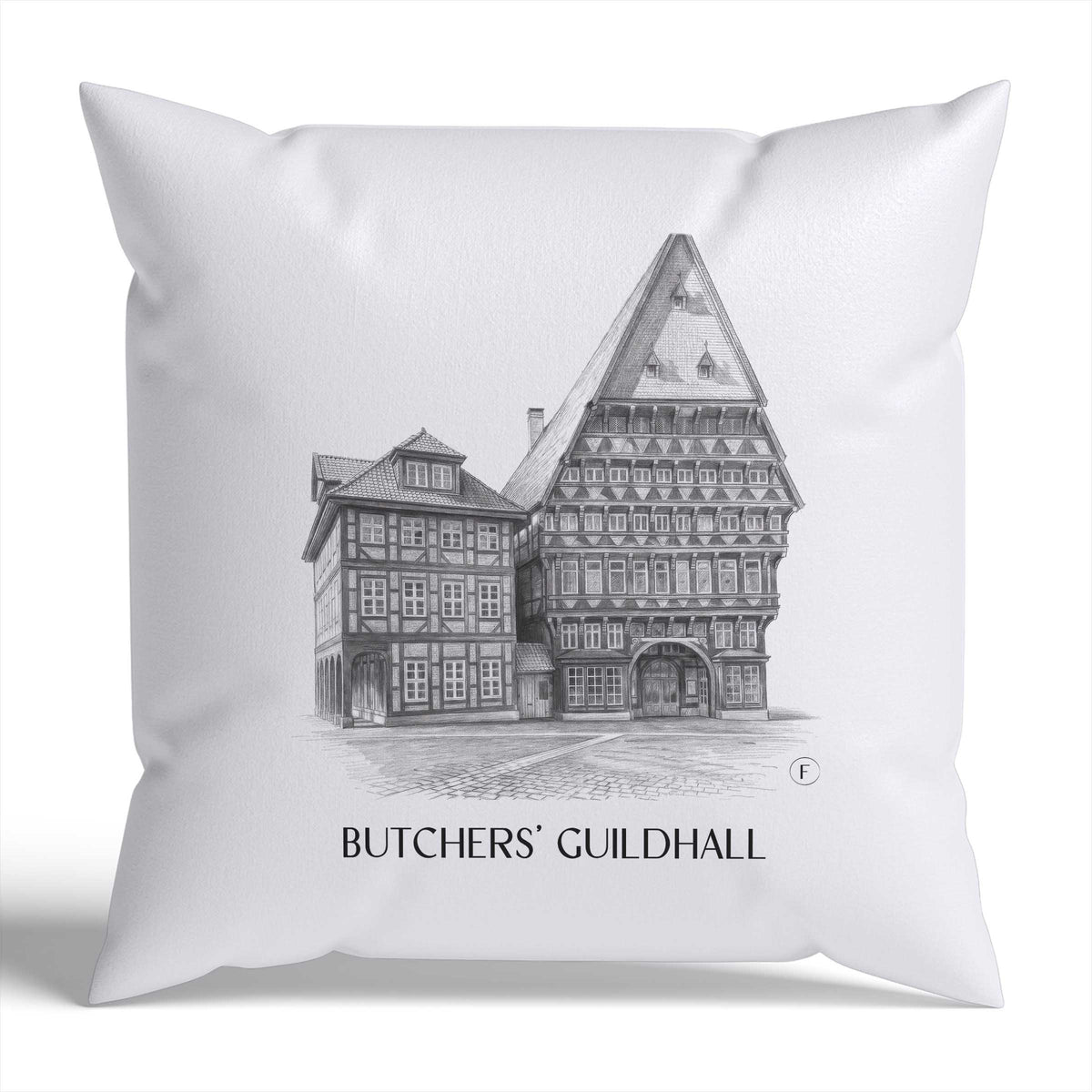 Knochenhaueramtshaus Kissenhülle - Zierkissen Bezug - Hildesheim - Deutschland Kissen bzw. Kissenbezug im Zeichnung Stil - favplace