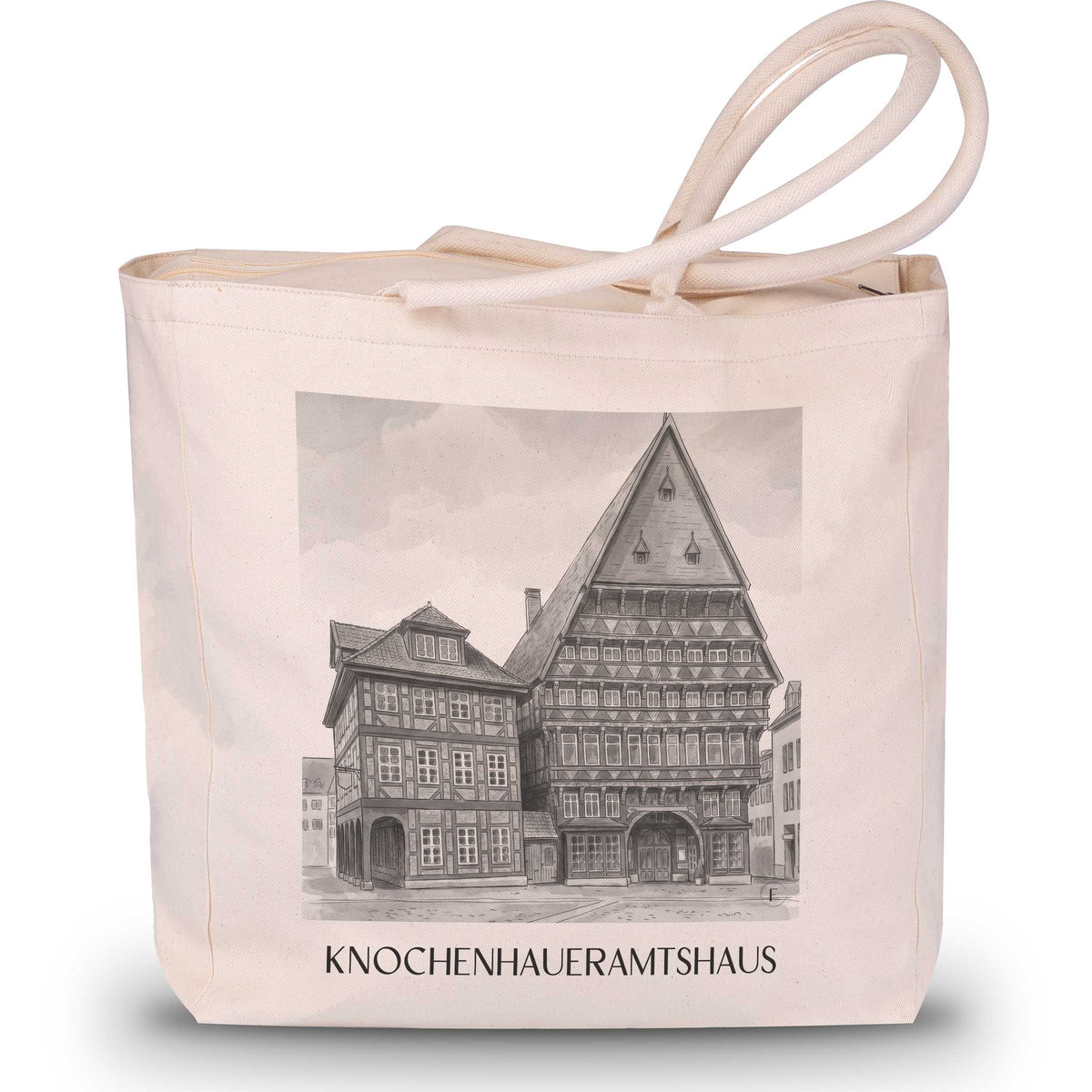 Knochenhaueramtshaus Shopping Tasche - Hildesheim - Deutschland Tote Bag - Einkaufstasche im Aquarell Schwarz-Weiß Stil - favplace