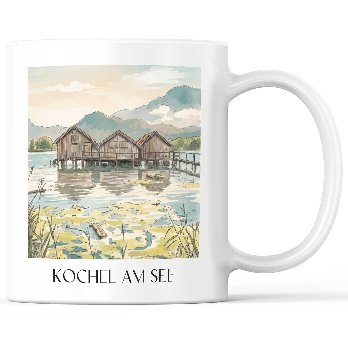 Kochel am See Kaffeebecher - Tölzer Land - Deutschland Becher - Kaffeetasse im Aquarell Stil - favplace