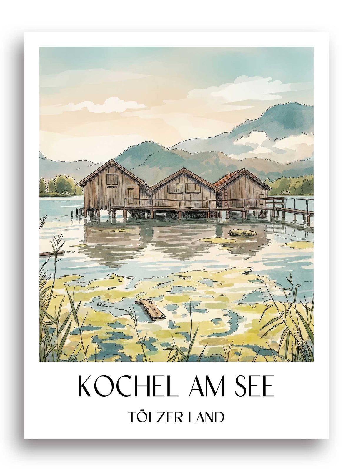 kochel-am-see-tölzer-land-deutschland-poster-aquarell
