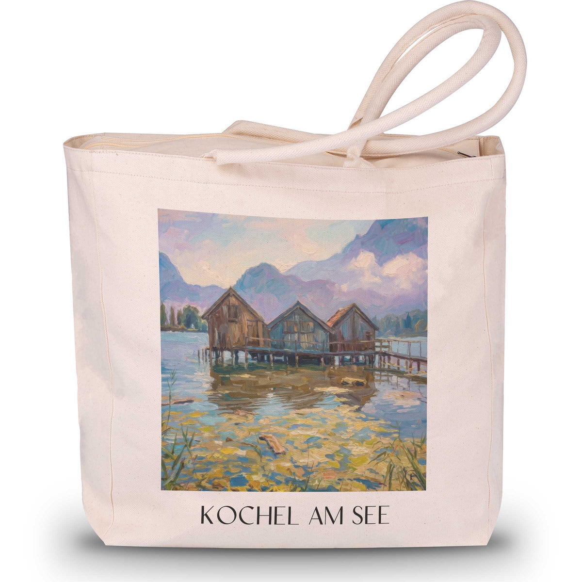 Kochel am See Shopping Tasche - Tölzer Land - Deutschland Tote Bag - Einkaufstasche im Ölgemälde Stil - favplace