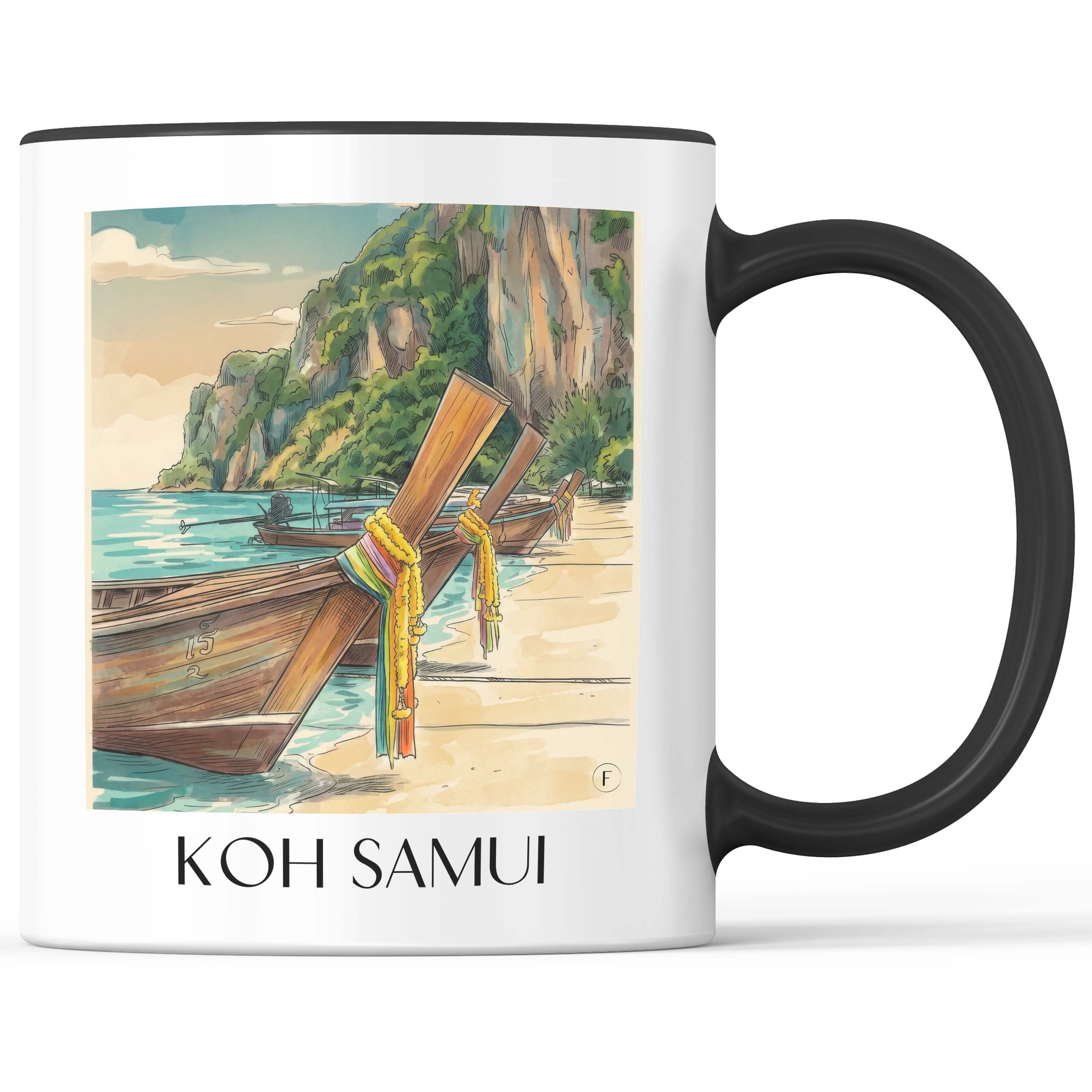 Koh Samui - Thailand Becher - Kaffeetasse im Aquarell Stil - favplace