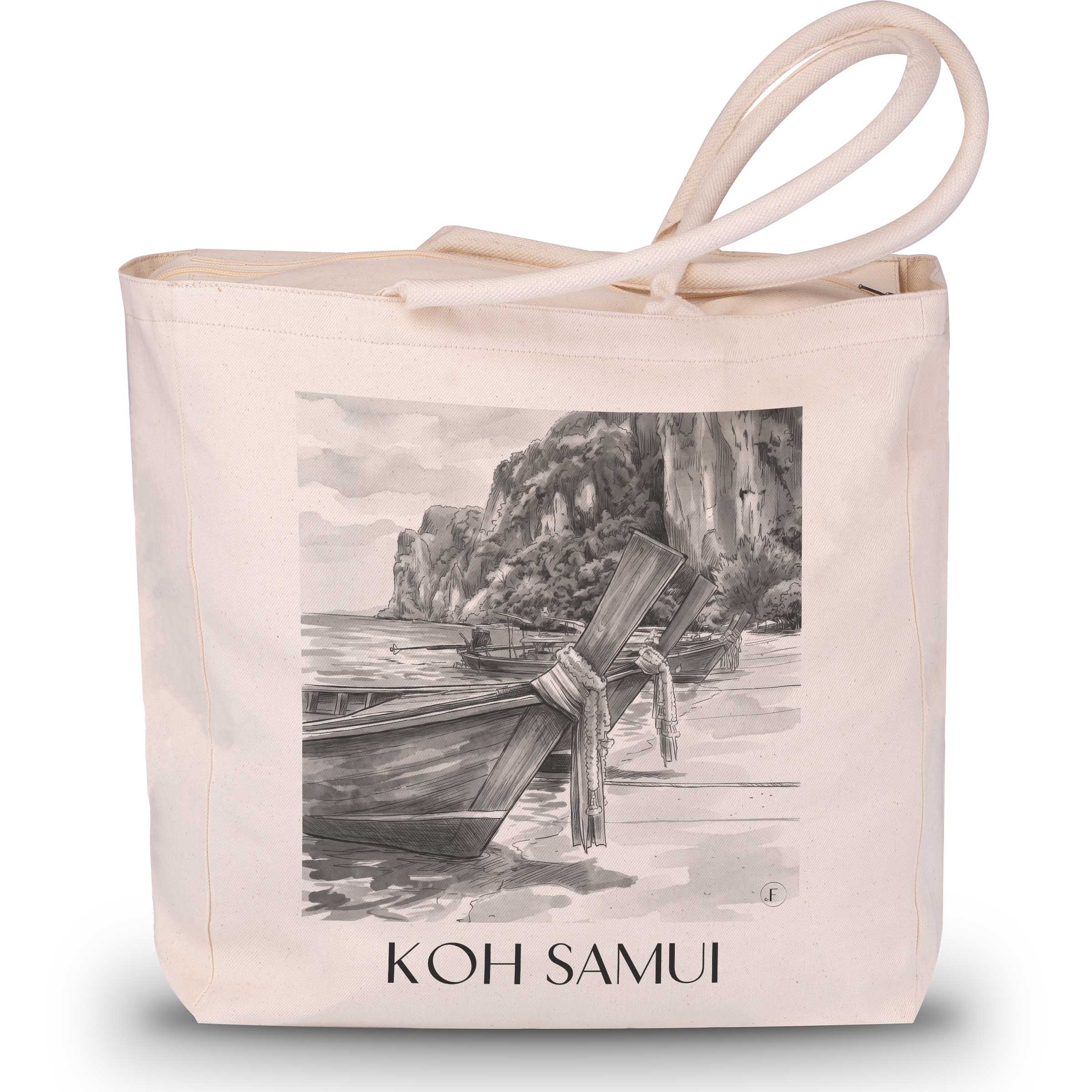 koh-samui-thailand-einkaufstasche-aquarell-schwarz-weiss