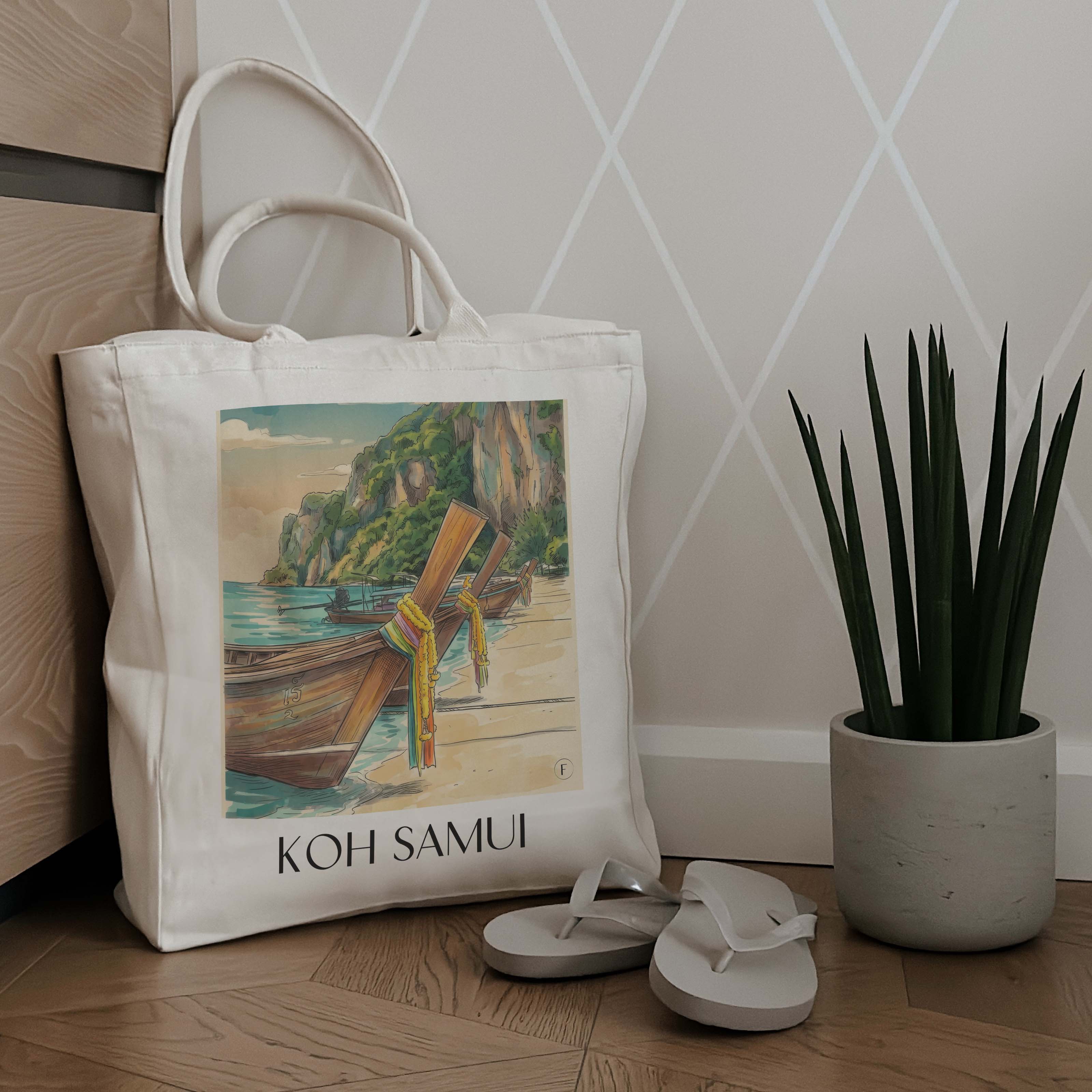 koh-samui-thailand-einkaufstasche-aquarell
