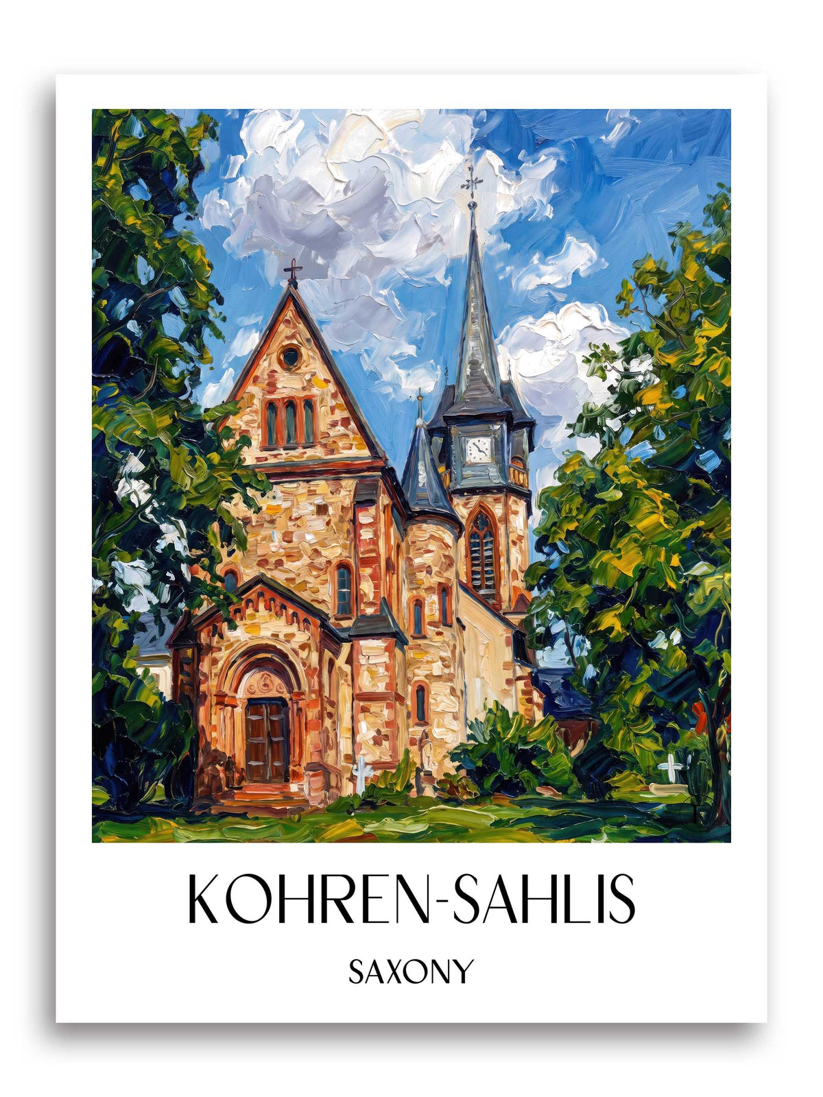 Kohren-Sahlis Poster - Sachsen - Deutschland Kunstdruck - Ölgemälde von A4 bis A1 - favplace