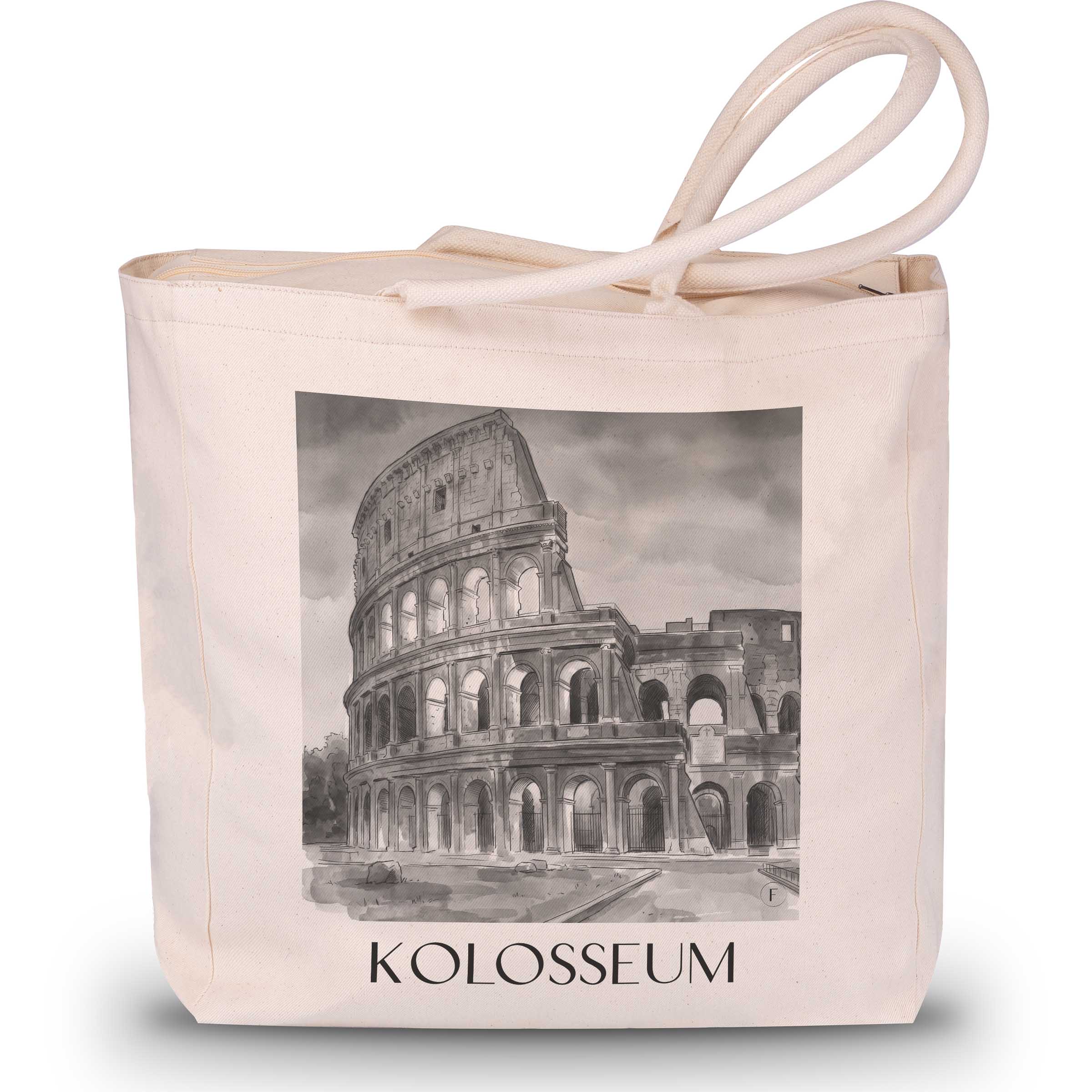 kolosseum-rom-italien-einkaufstasche-aquarell-schwarz-weiss