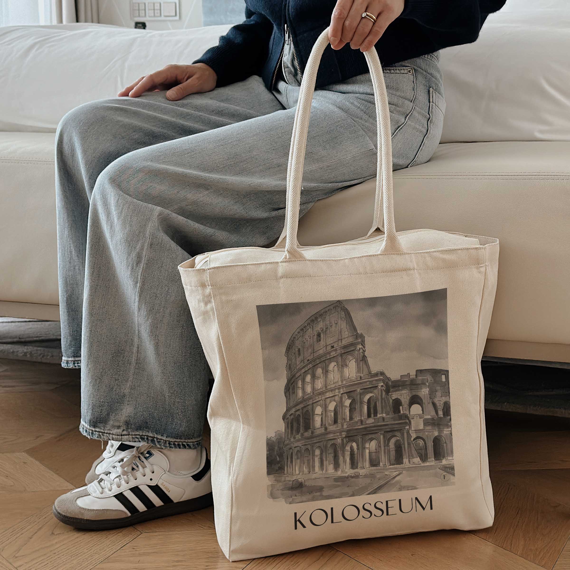 kolosseum-rom-italien-einkaufstasche-aquarell-schwarz-weiss