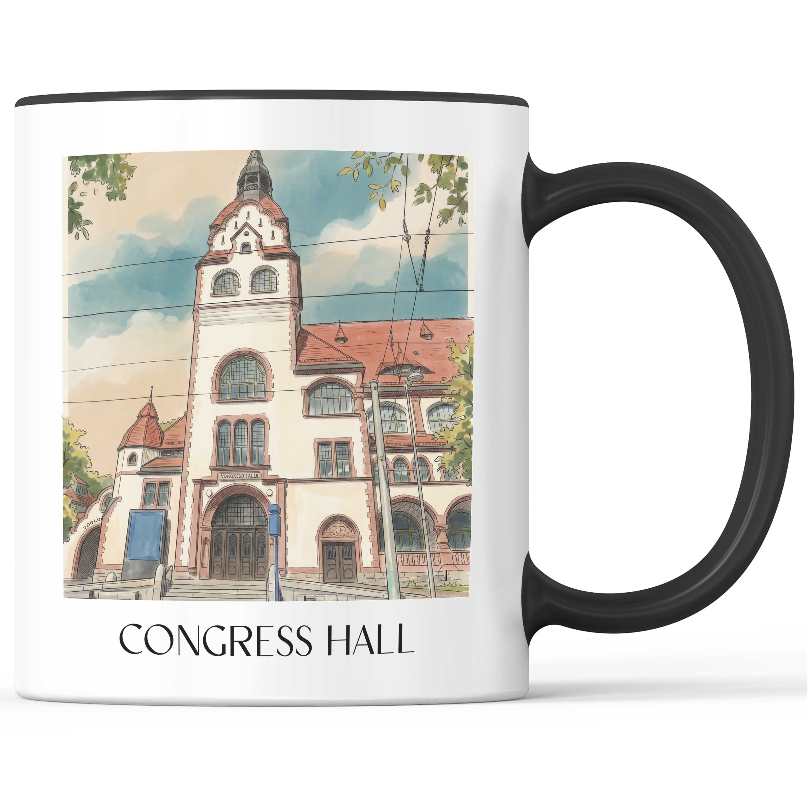 Kongresshalle Kaffeebecher - Leipzig - Deutschland Becher - Kaffeetasse im Aquarell Stil - favplace