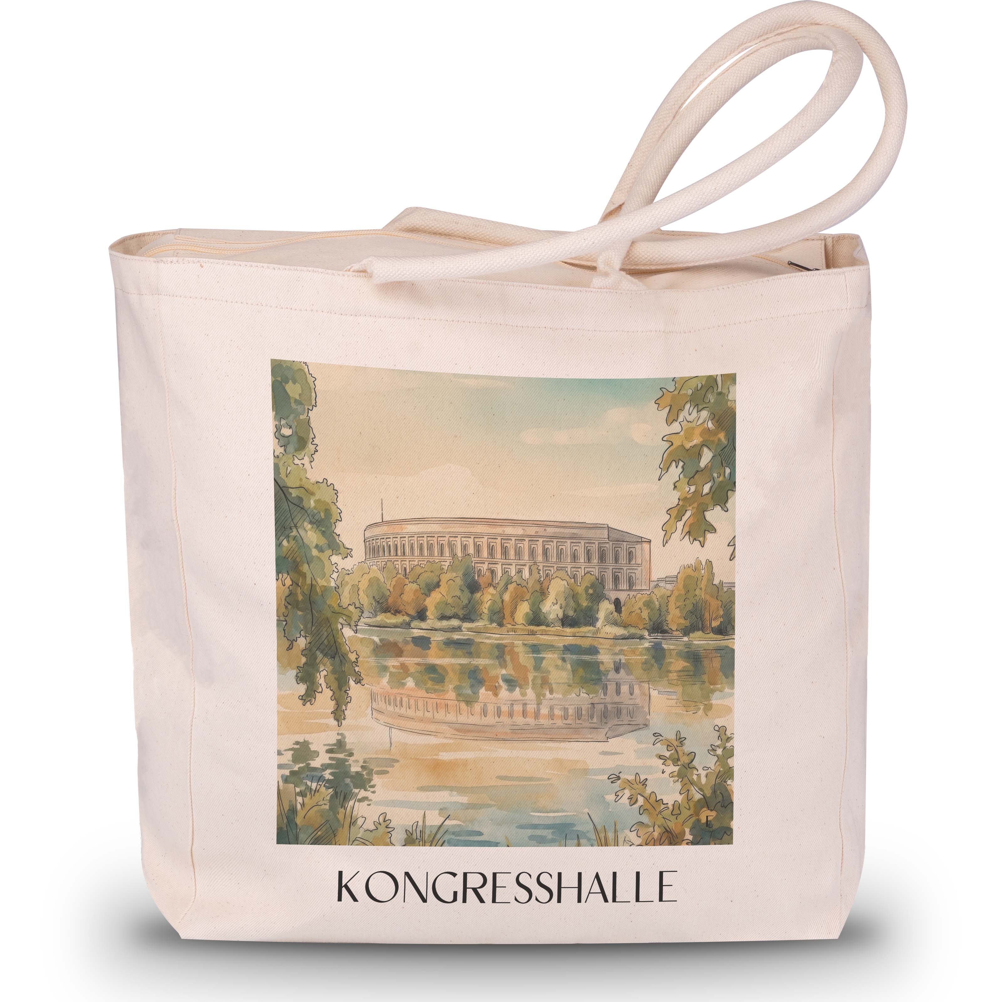 kongresshalle-nürnberg-deutschland-einkaufstasche-aquarell