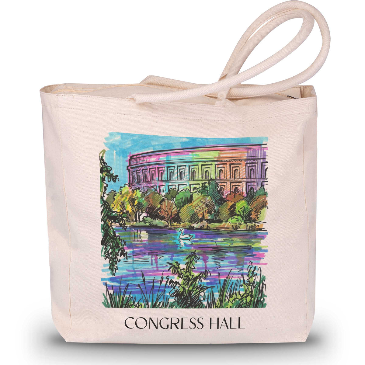Kongresshalle Shopping Tasche - Nürnberg - Deutschland Tote Bag - Einkaufstasche im Tag Graffiti Stil - favplace