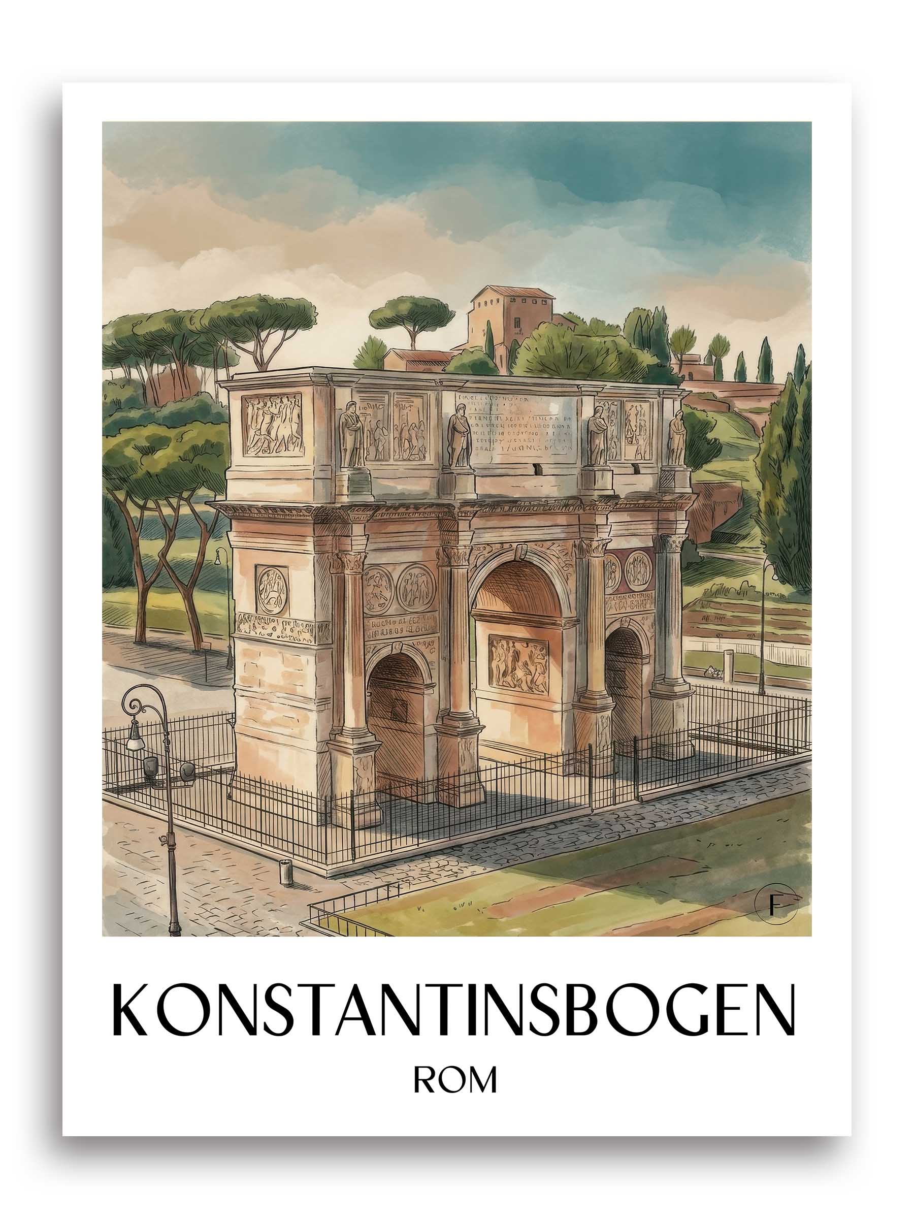 konstantinsbogen-rom-italien-poster-aquarell