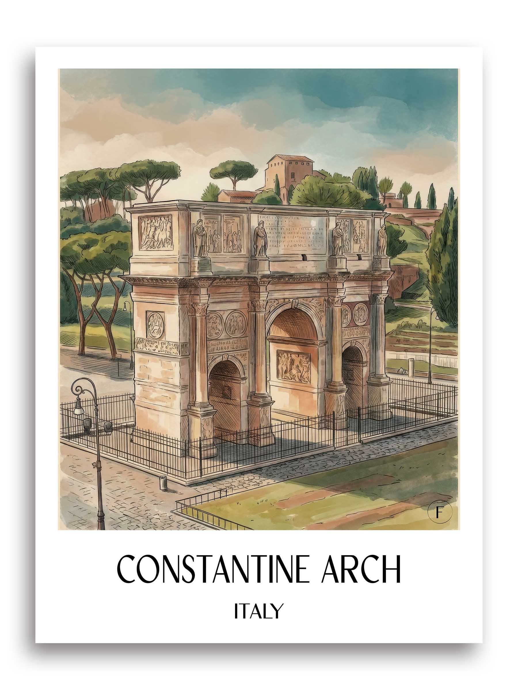 Konstantinsbogen Poster - Rom - Italien Kunstdruck - Aquarell von A4 bis A1 - favplace