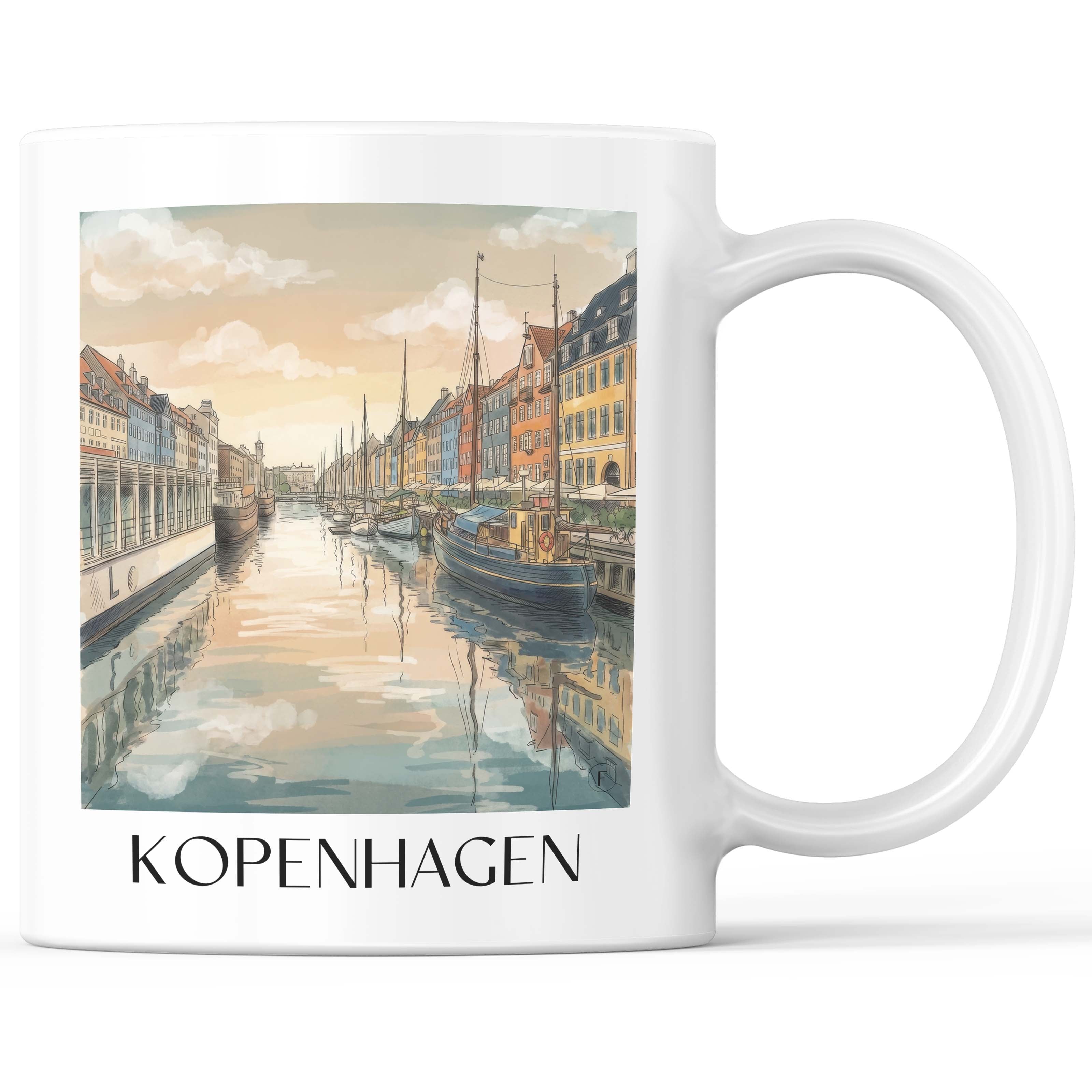 Kopenhagen - Dänemark Becher - Kaffeetasse im Aquarell Stil - favplace
