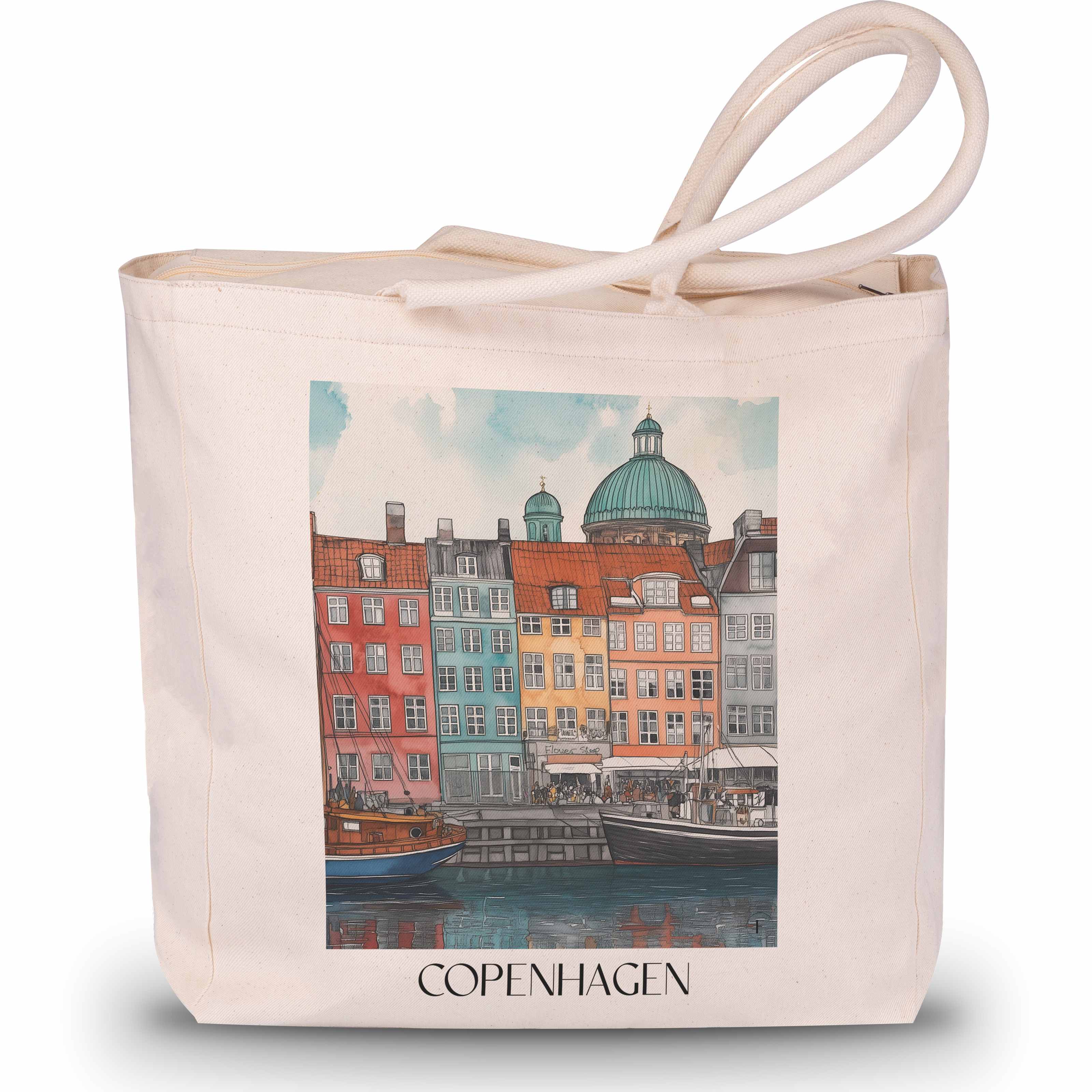 Kopenhagen - Dänemark Tote Bag - Einkaufstasche im Aquarell Stil - favplace