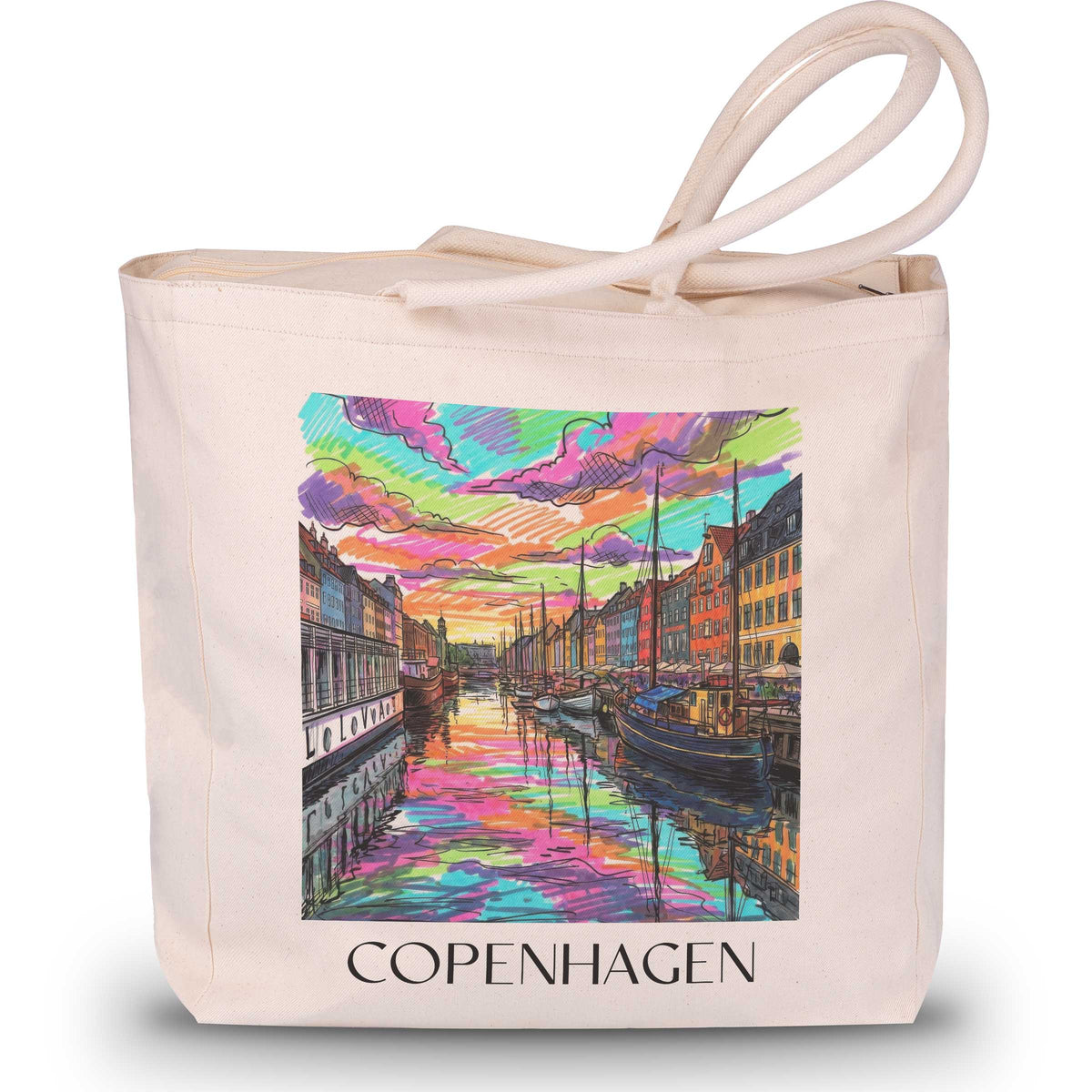 Kopenhagen - Dänemark Tote Bag - Einkaufstasche im Tag Graffiti Stil - favplace