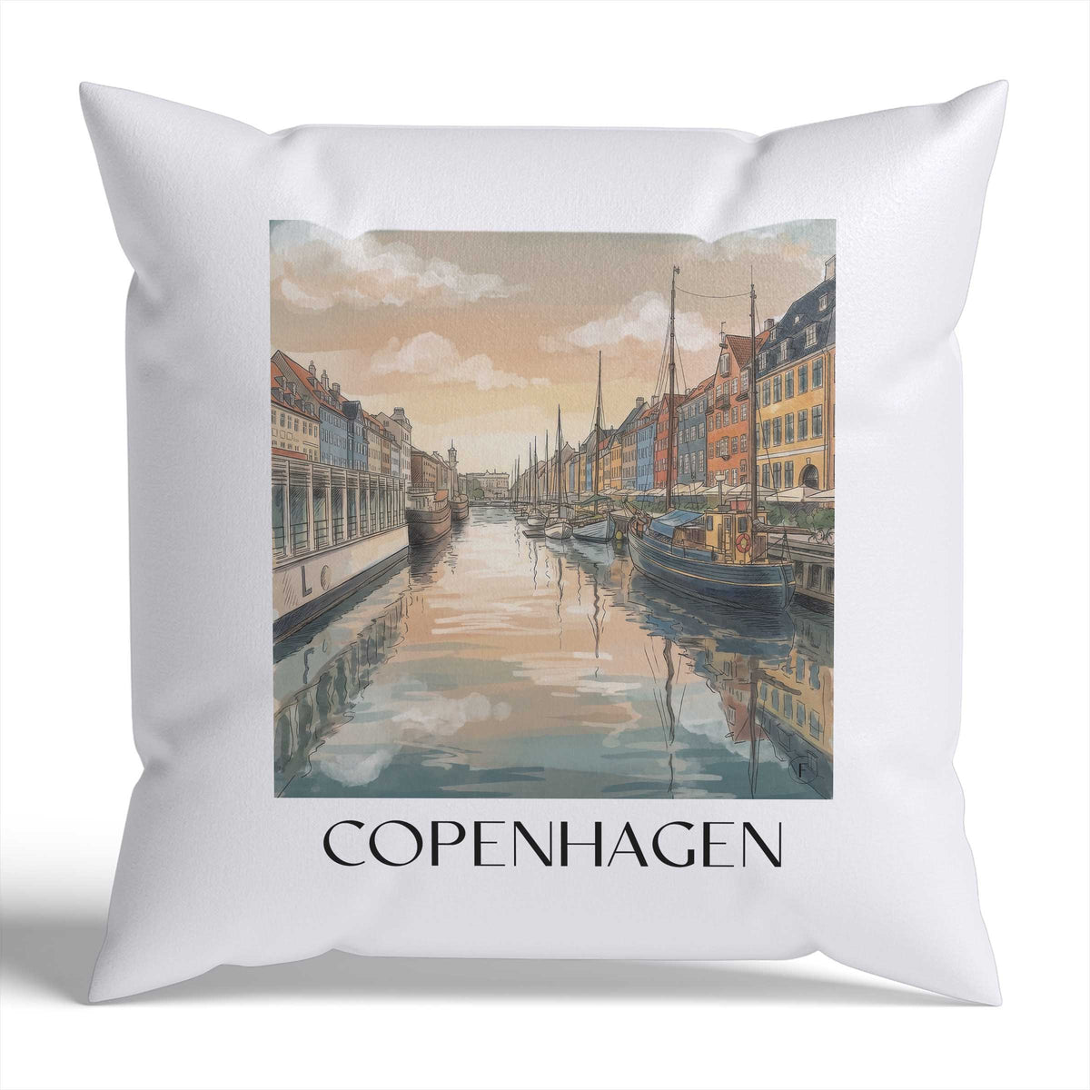 Kopenhagen Kissenhülle - Zierkissen Bezug - Dänemark - Dänemark Kissen bzw. Kissenbezug im Aquarell Stil - favplace