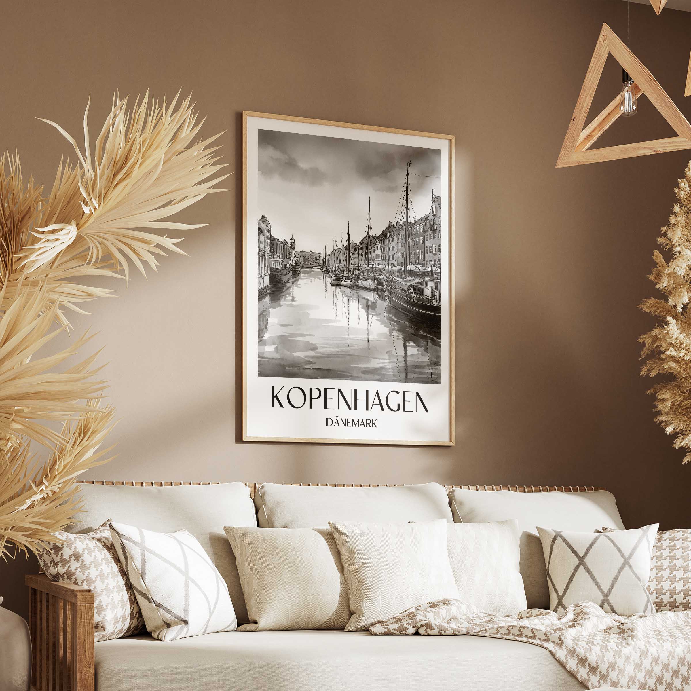 kopenhagen-dänemark-poster-aquarell-schwarz-weiss