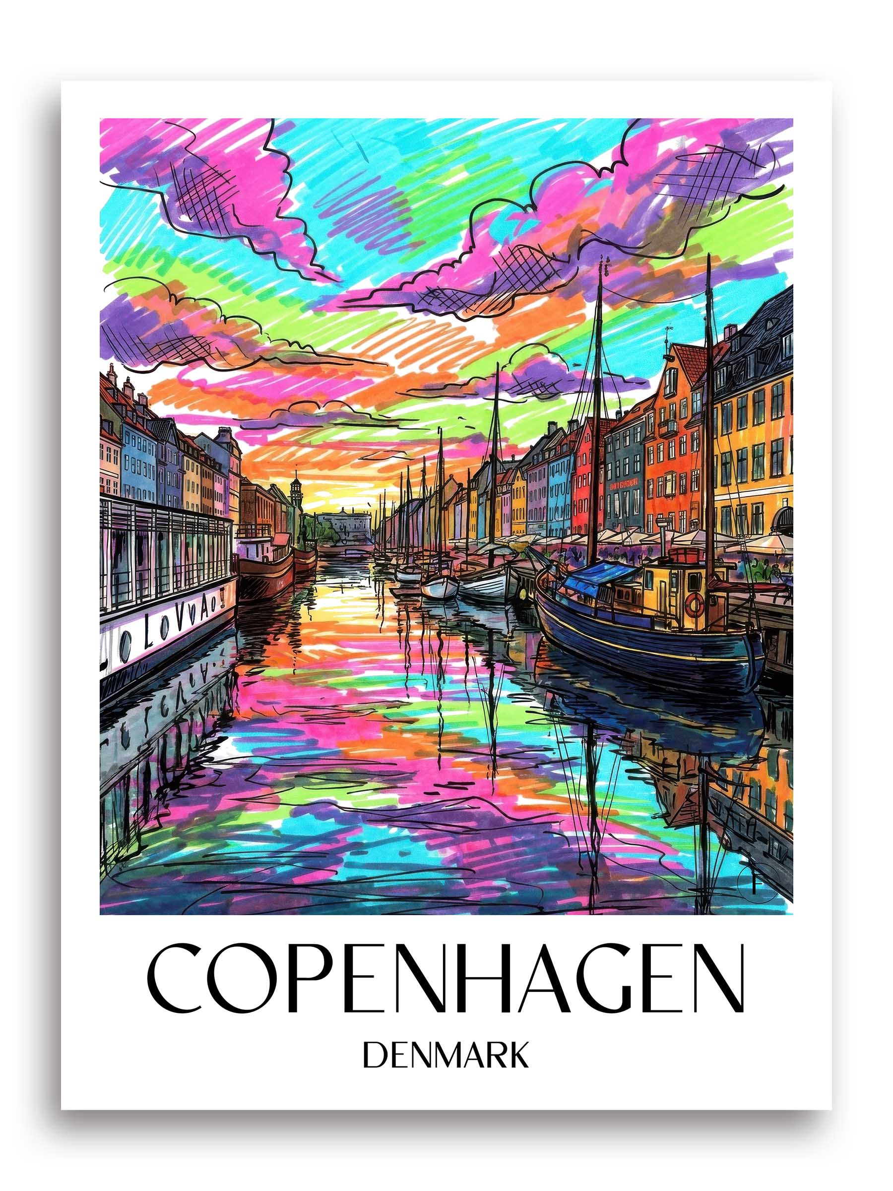 Kopenhagen Poster - - Dänemark Kunstdruck - Tag Graffiti von A4 bis A1 - favplace