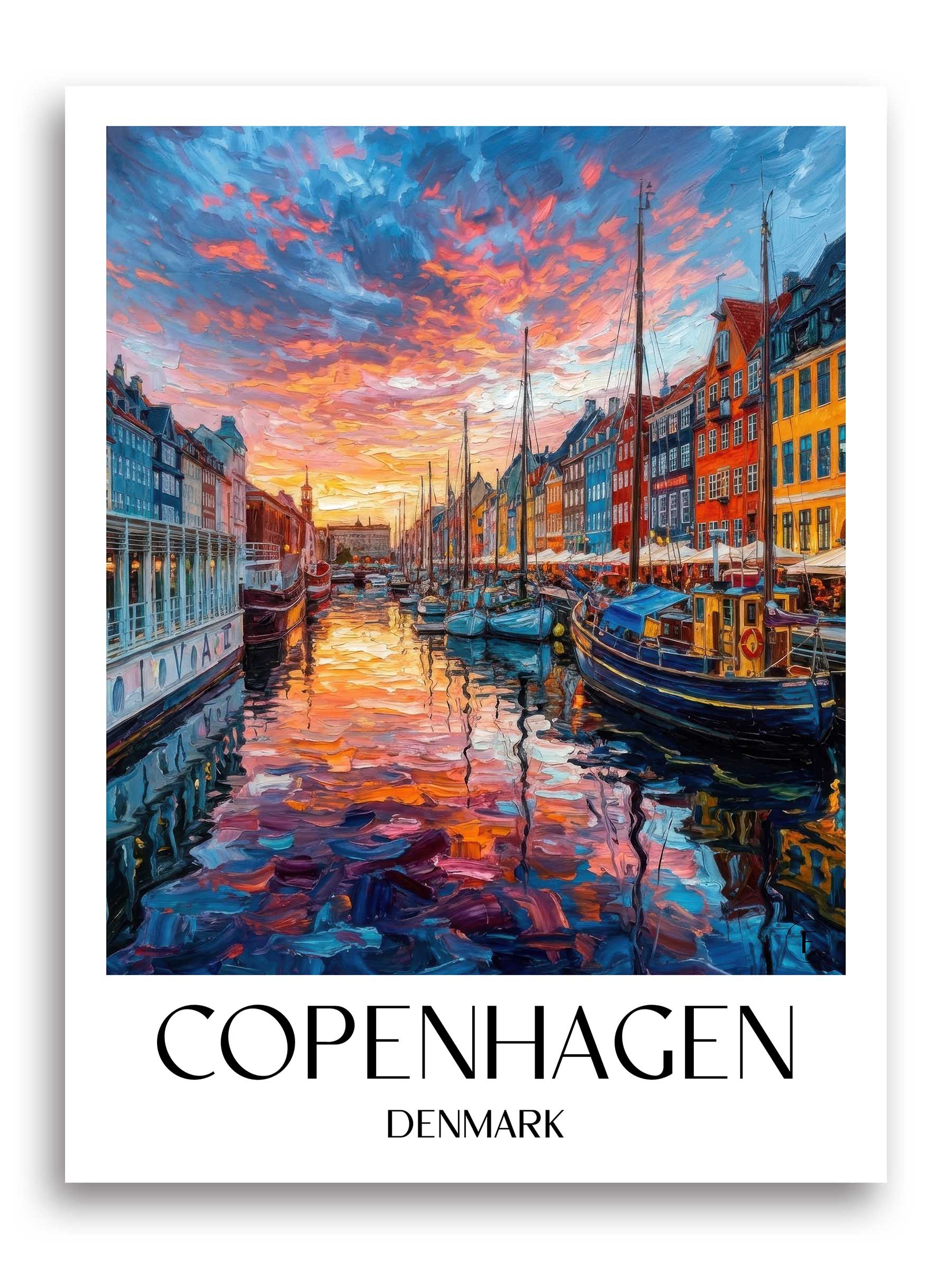 Kopenhagen Poster - - Dänemark Kunstdruck - Ölgemälde von A4 bis A1 - favplace