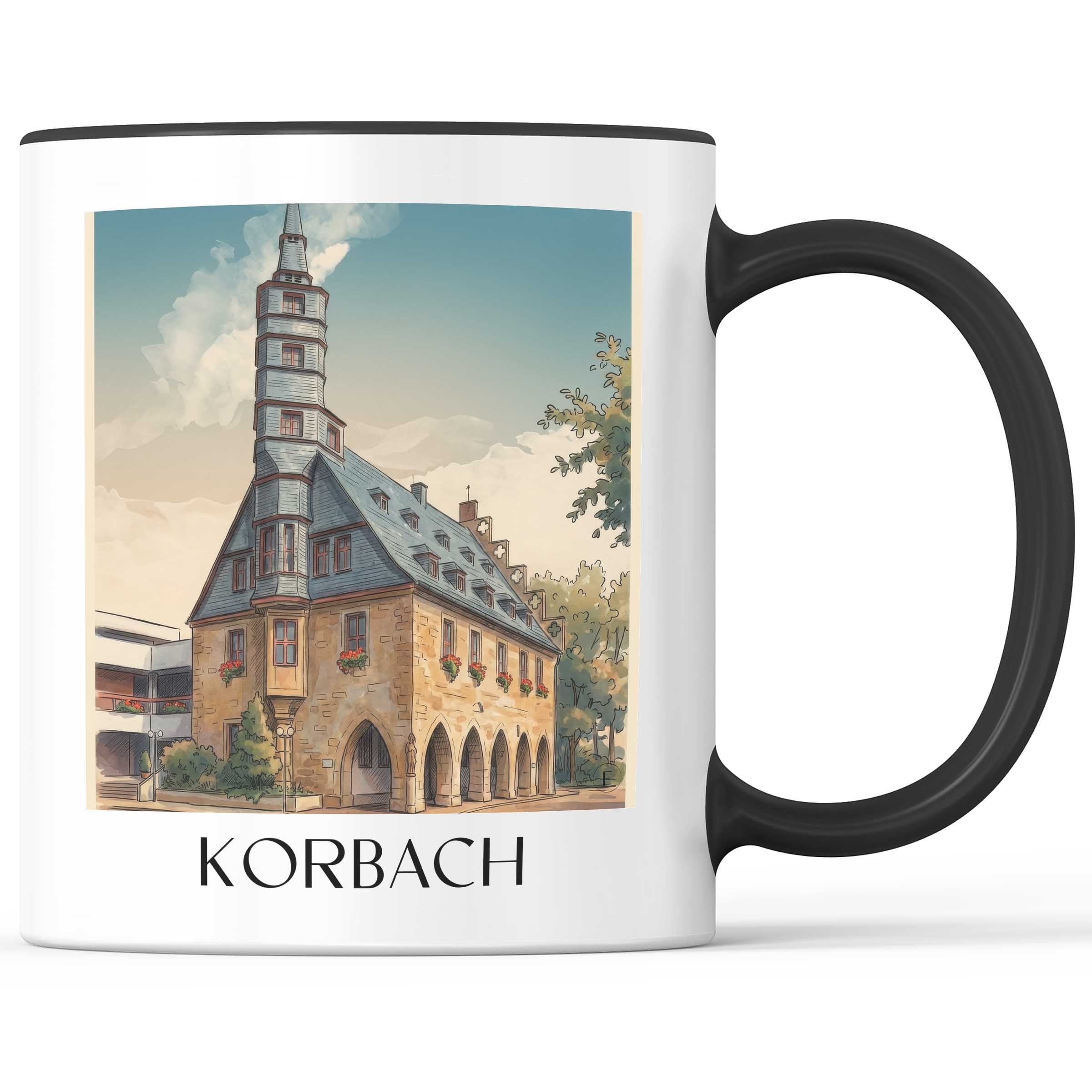 Korbach Kaffeebecher - Hessen - Deutschland Becher - Kaffeetasse im Aquarell Stil - favplace
