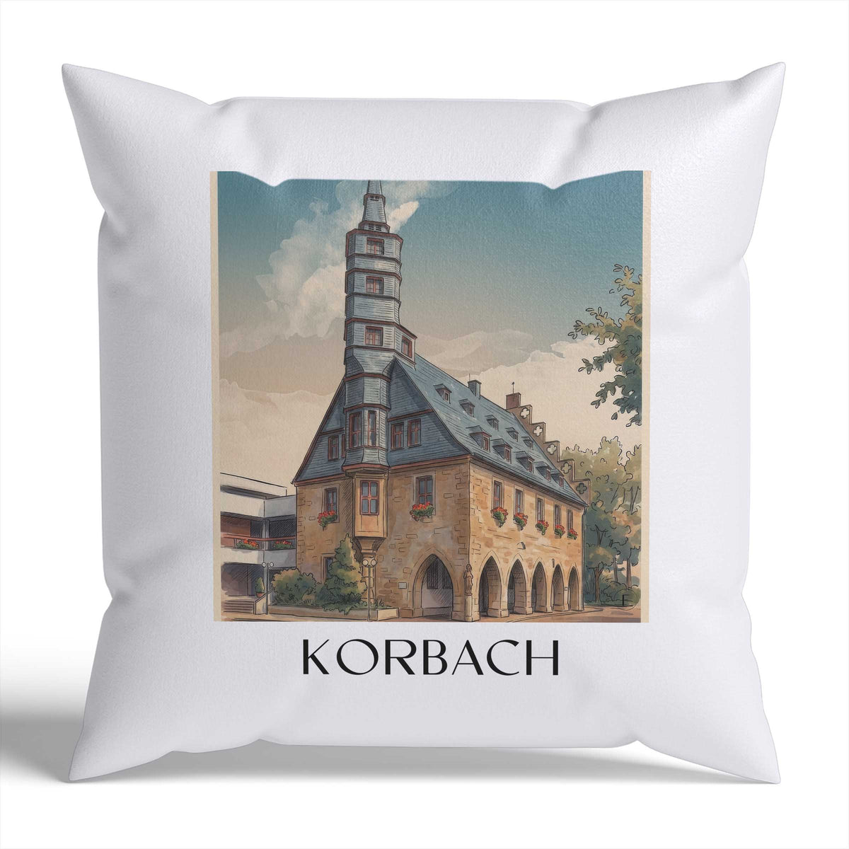 Korbach Kissenhülle - Zierkissen Bezug - Hessen - Deutschland Kissen bzw. Kissenbezug im Aquarell Stil - favplace
