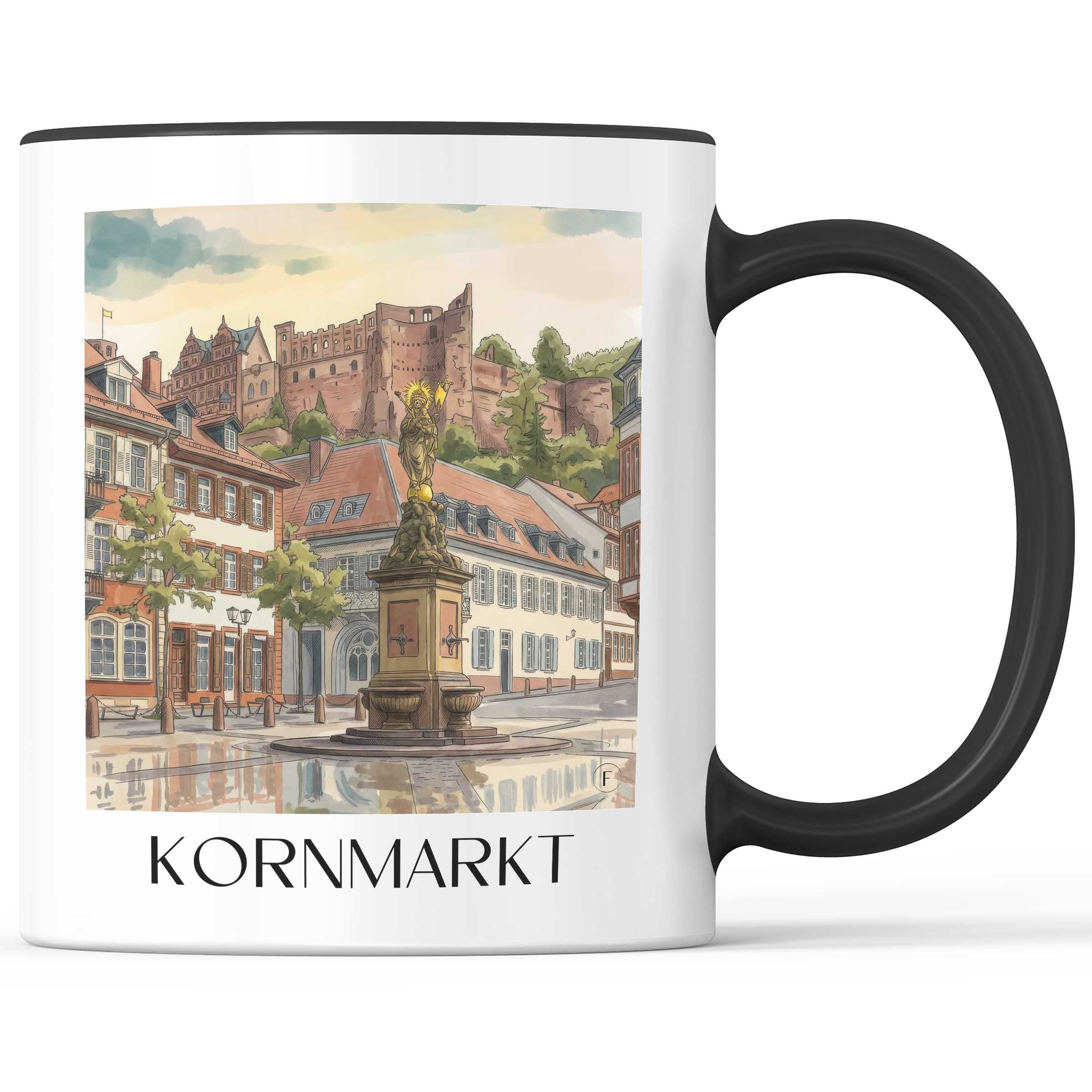 Kornmarkt Kaffeebecher - Heidelberg - Deutschland Becher - Kaffeetasse im Aquarell Stil - favplace