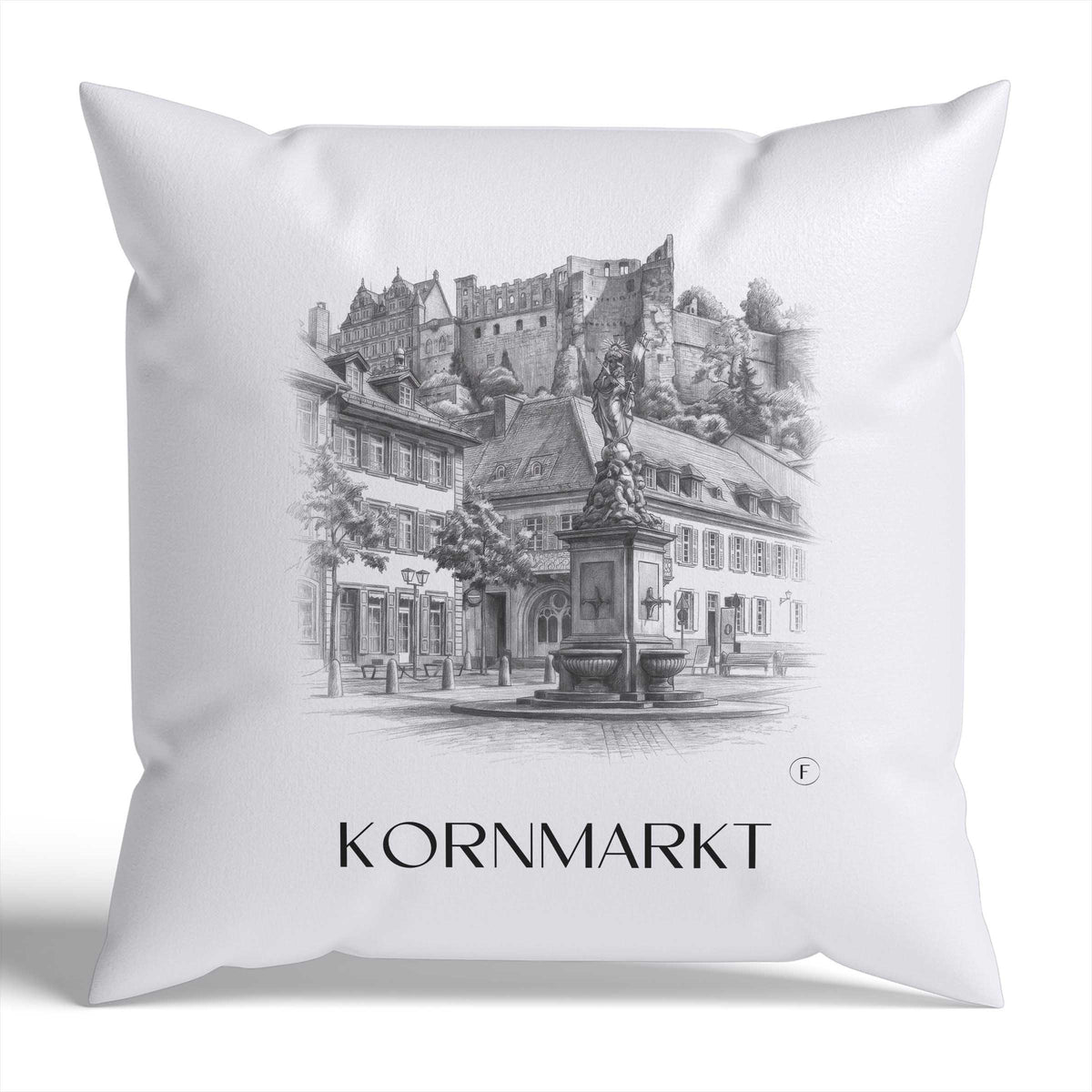 kornmarkt-heidelberg-deutschland-kissenbezug-bleistift-zeichnung-drawing