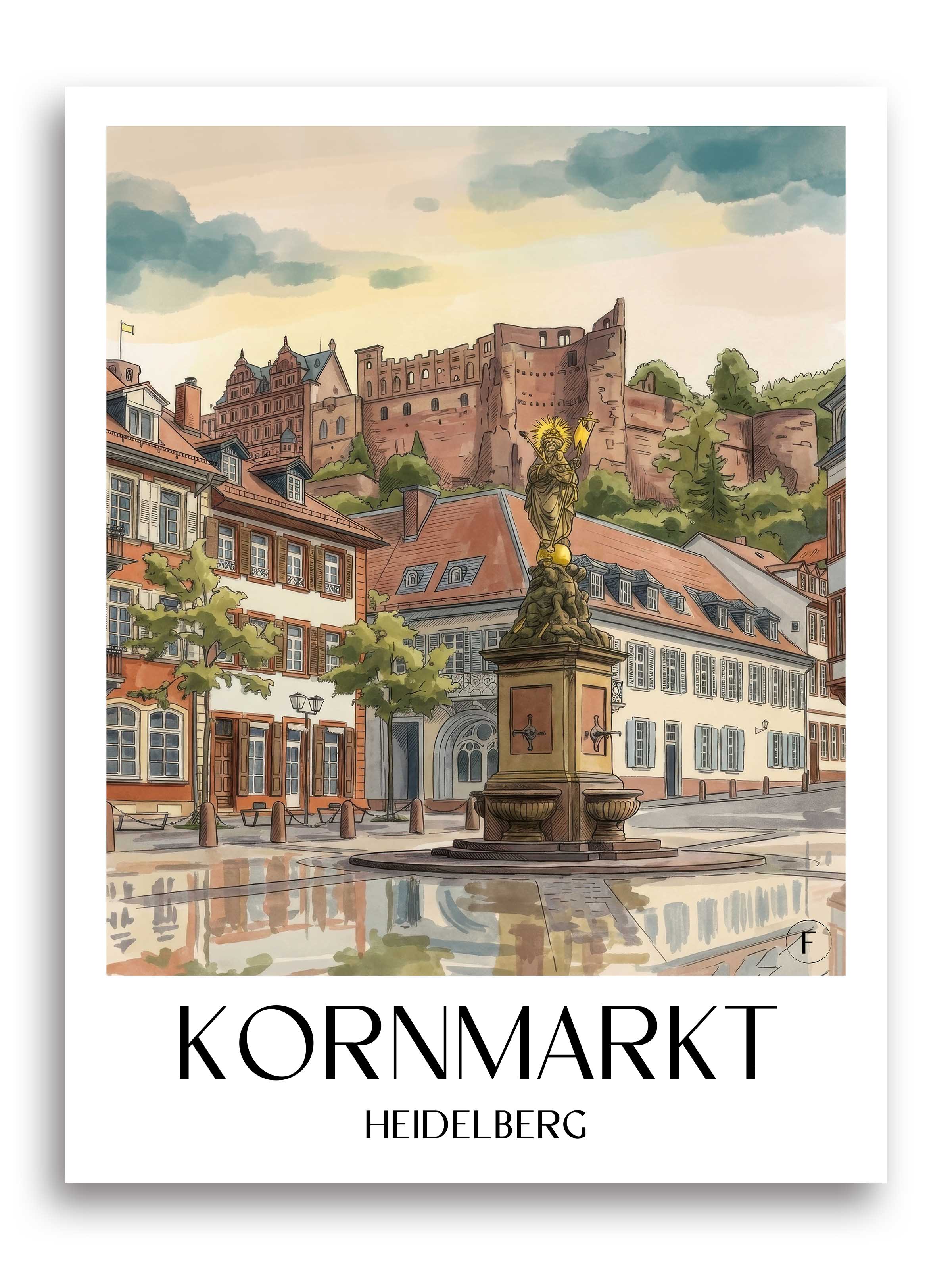 kornmarkt-heidelberg-deutschland-poster-aquarell