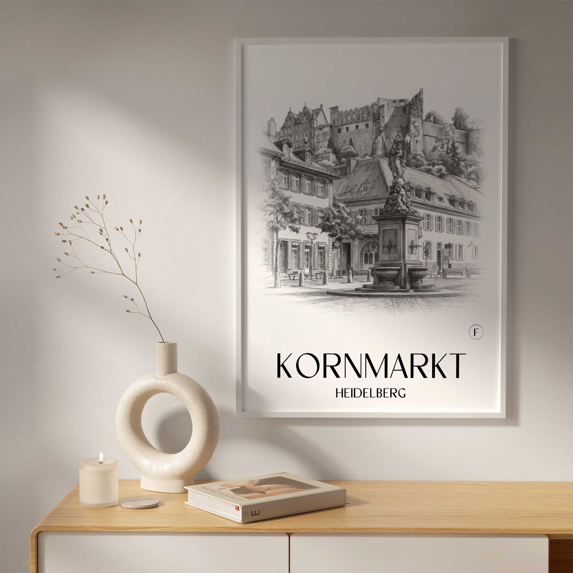 kornmarkt-heidelberg-deutschland-poster-bleistift-zeichnung-drawing