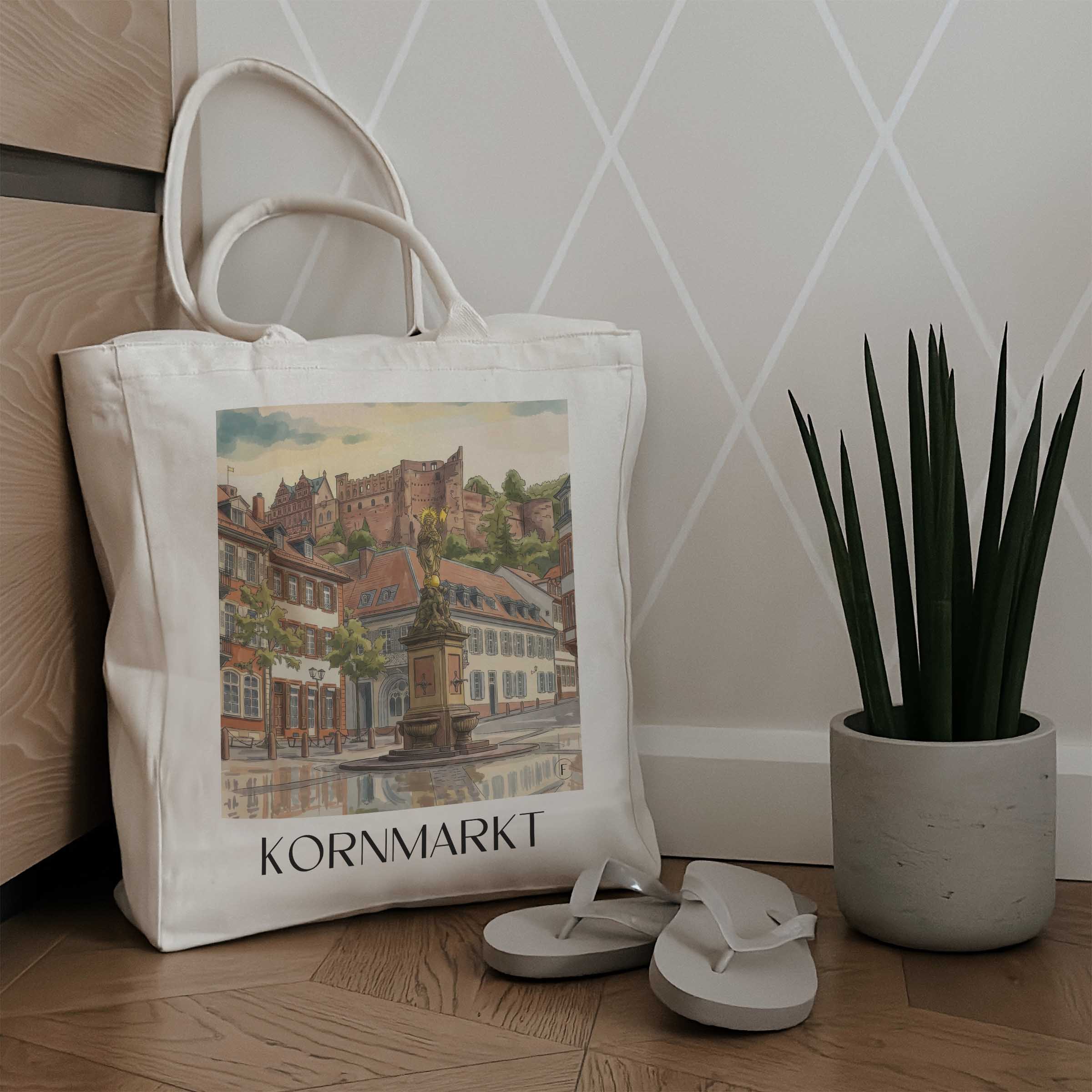 kornmarkt-heidelberg-deutschland-einkaufstasche-aquarell