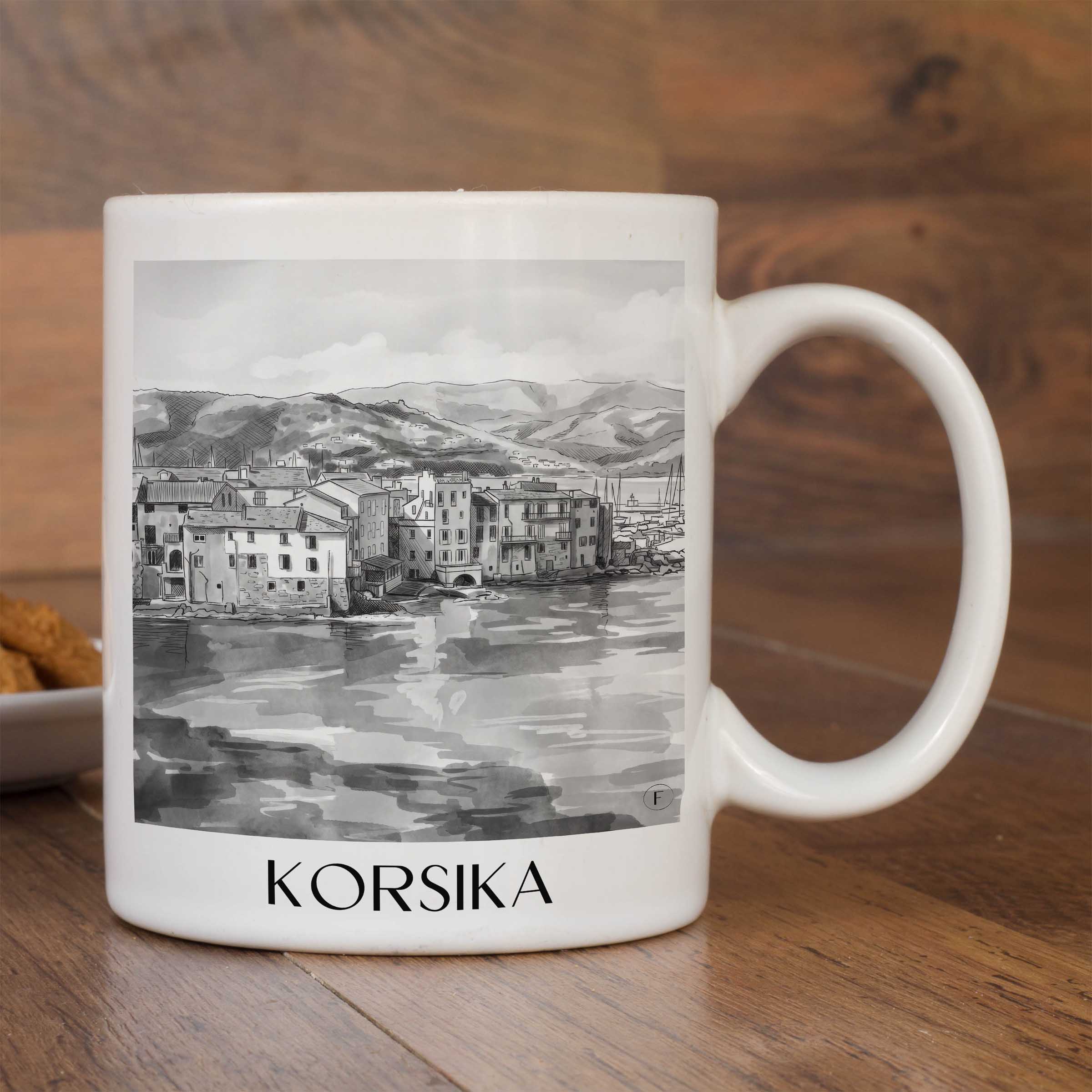 korsika-frankreich-kaffeebecher-aquarell-schwarz-weiss