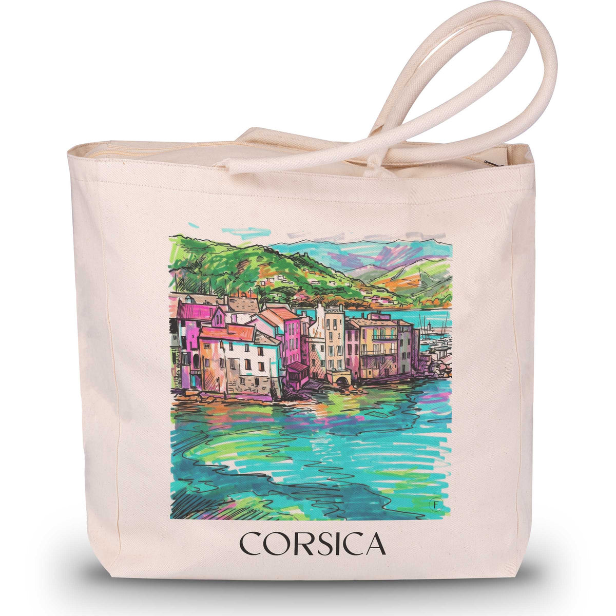 Korsika - Frankreich Tote Bag - Einkaufstasche im Tag Graffiti Stil - favplace