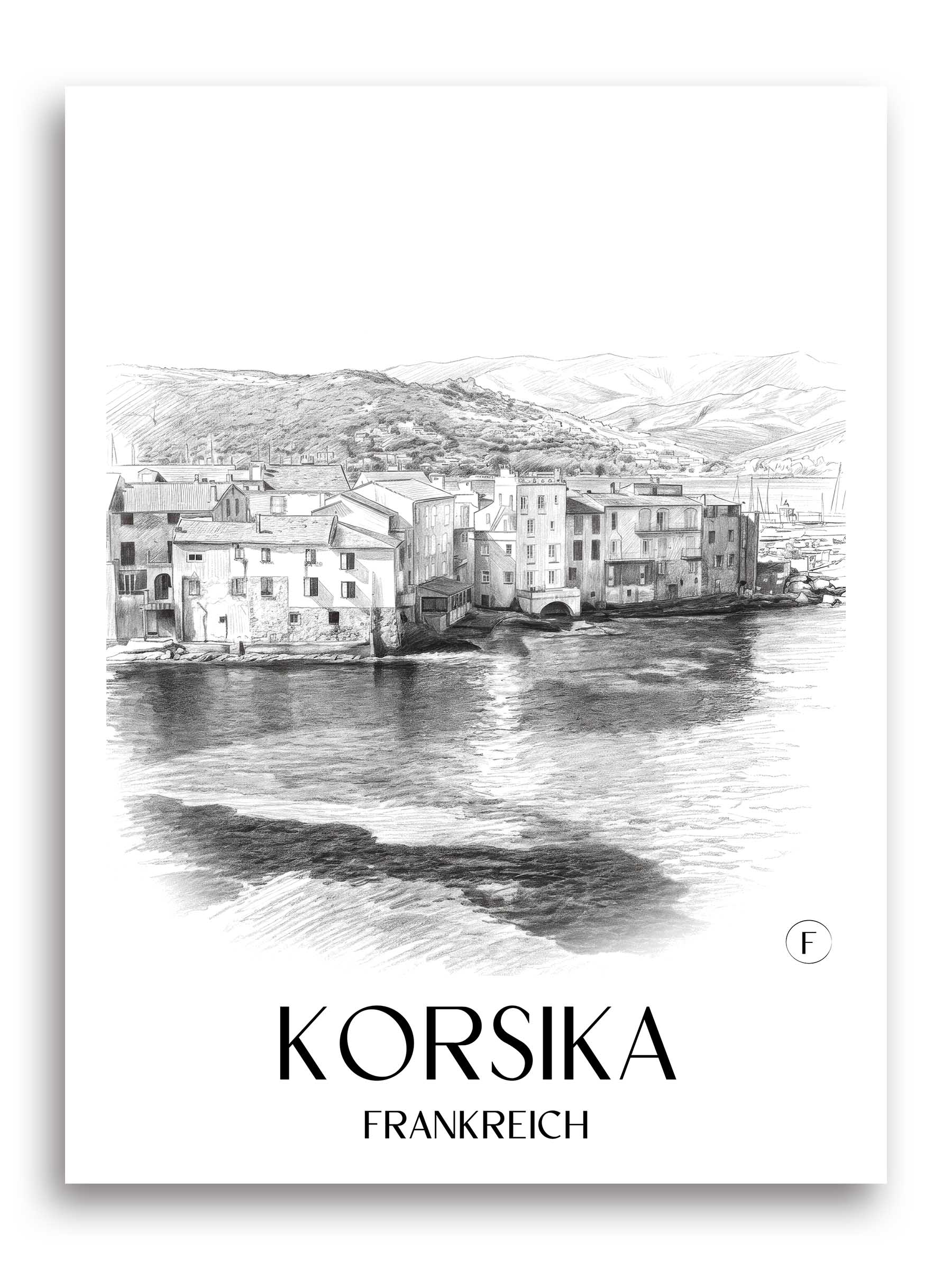 korsika-frankreich-poster-bleistift-zeichnung-drawing