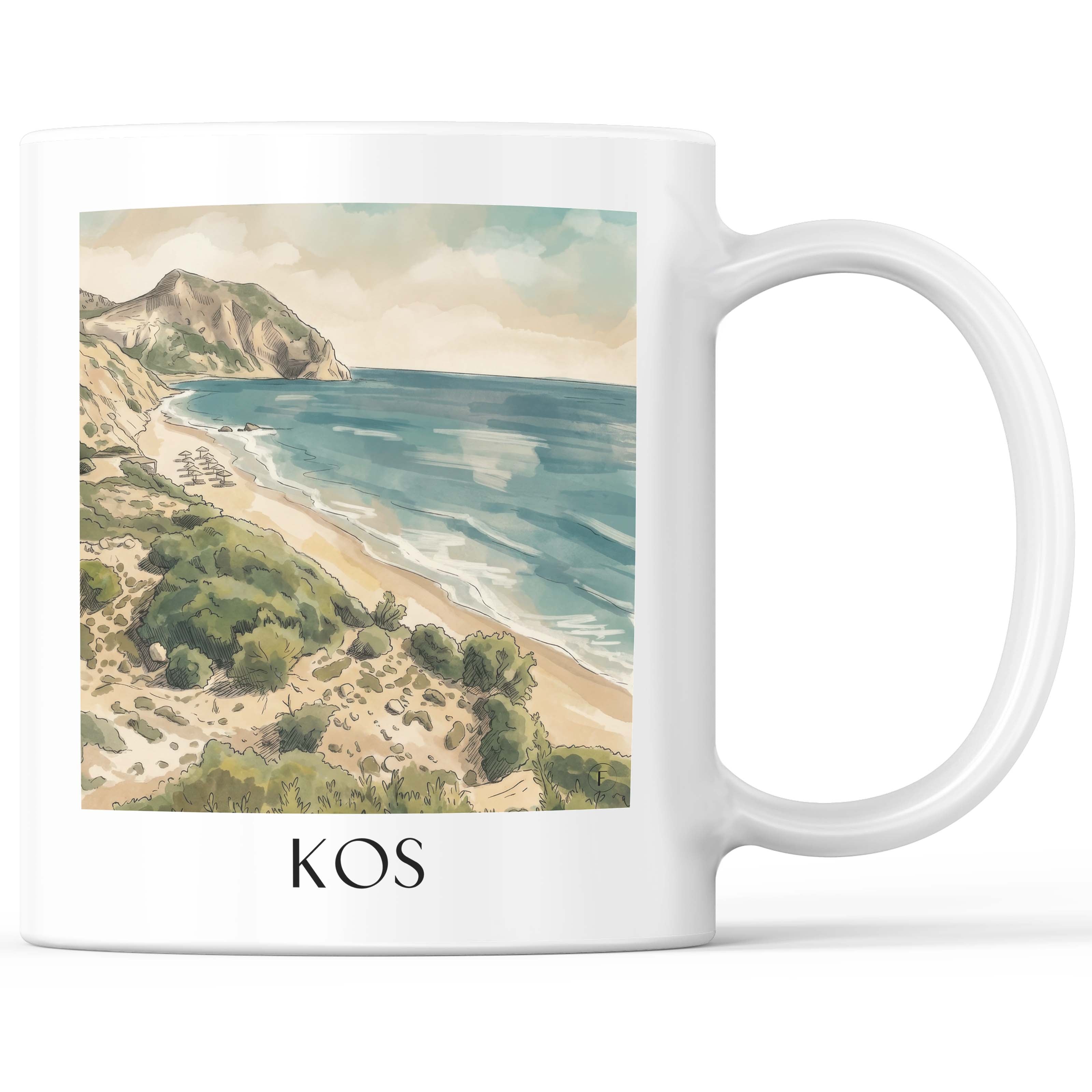 Kos - Griechenland Becher - Kaffeetasse im Aquarell Stil - favplace