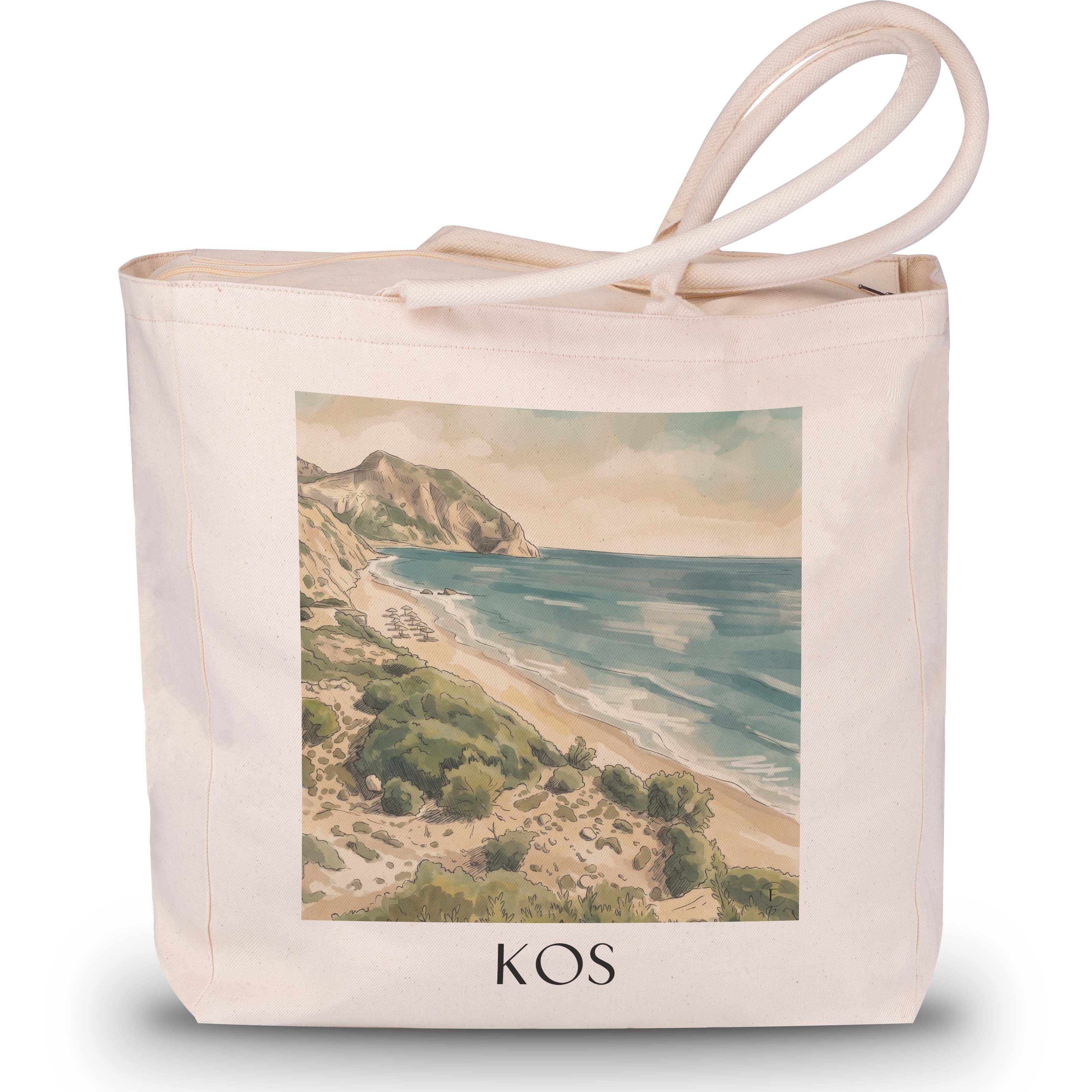 Kos - Griechenland Tote Bag - Einkaufstasche im Aquarell Stil - favplace