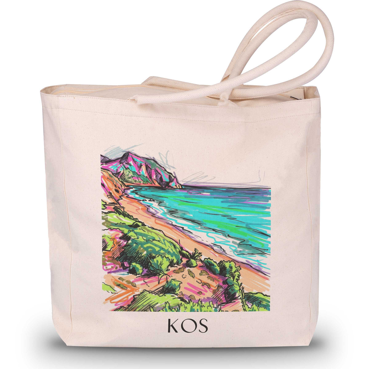 Kos - Griechenland Tote Bag - Einkaufstasche im Tag Graffiti Stil - favplace