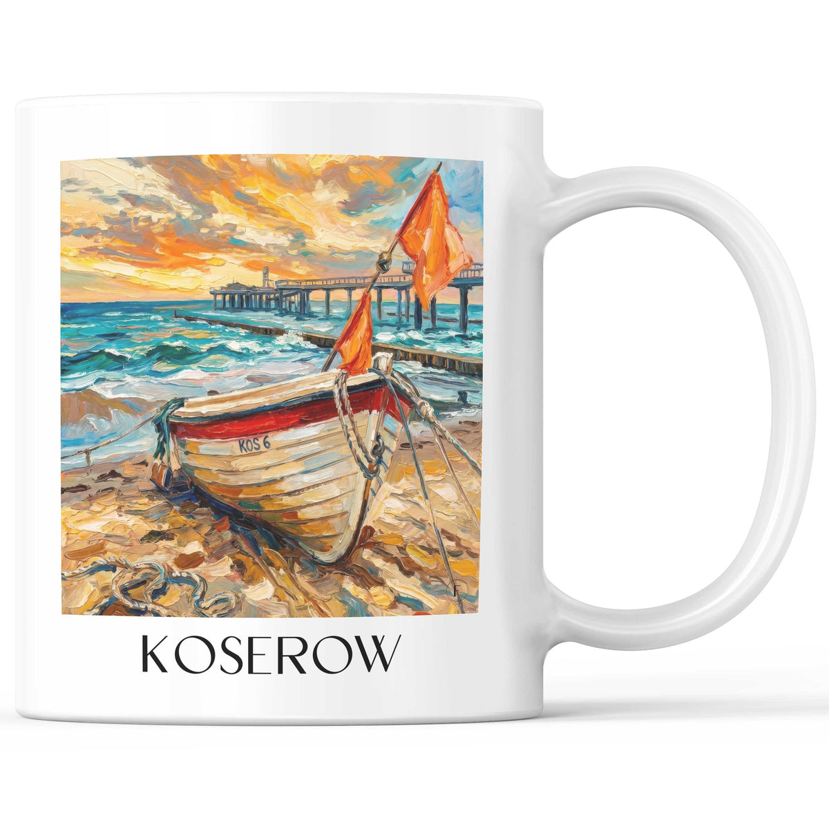 Koserow Kaffeebecher - Usedom - Deutschland Becher - Kaffeetasse im Ölgemälde Stil - favplace