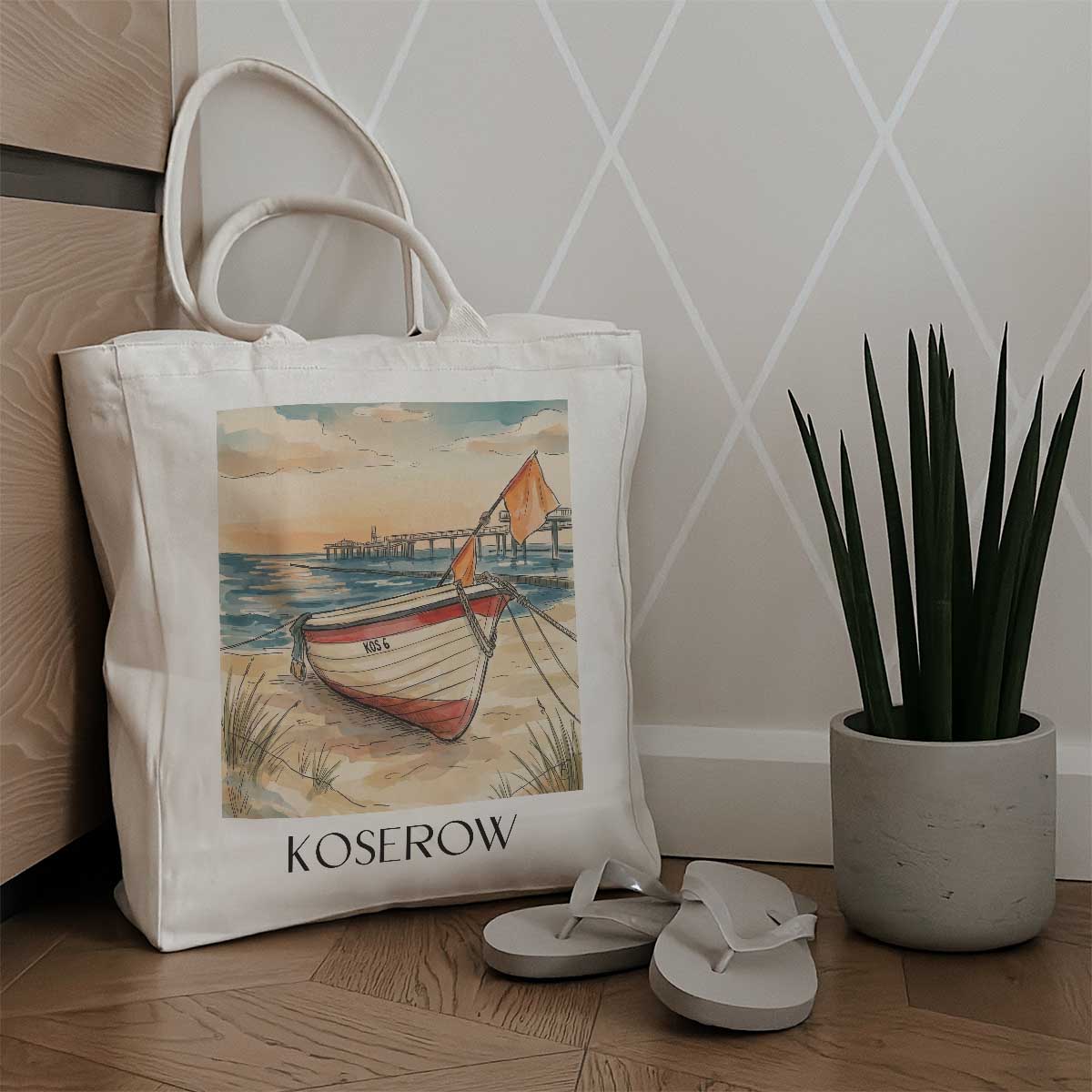koserow-usedom-deutschland-einkaufstasche-aquarell