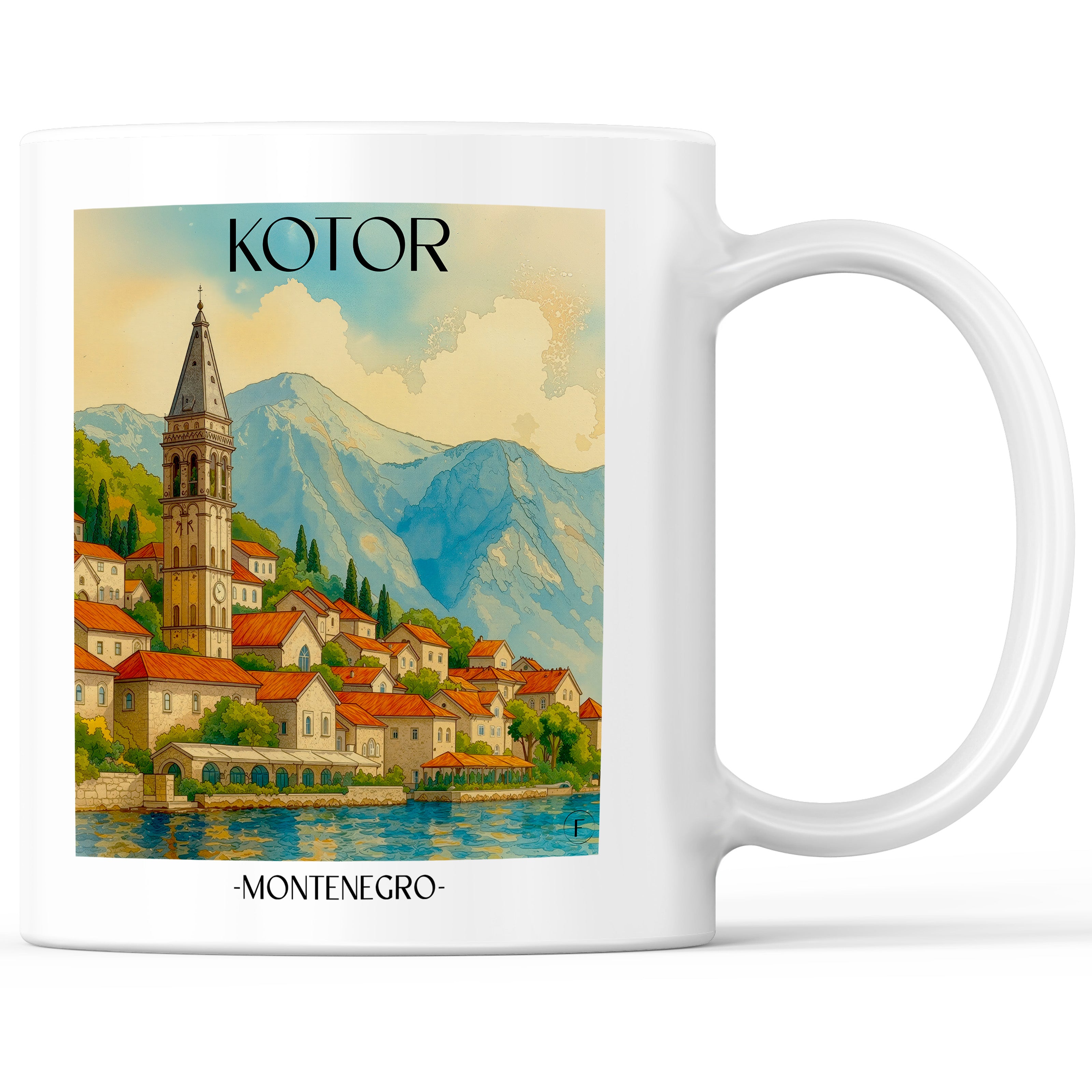 Kotor - Montenegro Becher - Kaffeetasse im Aquarell Stil - favplace